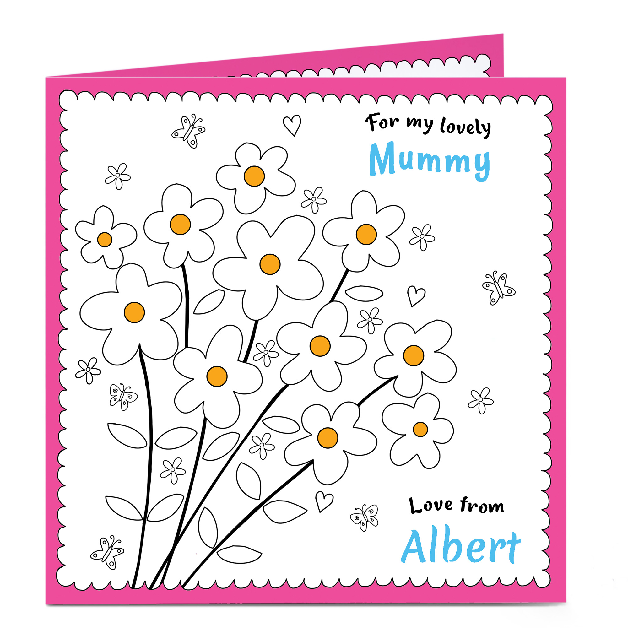 Personalised Card - Mummy's Flowers Colour In Card