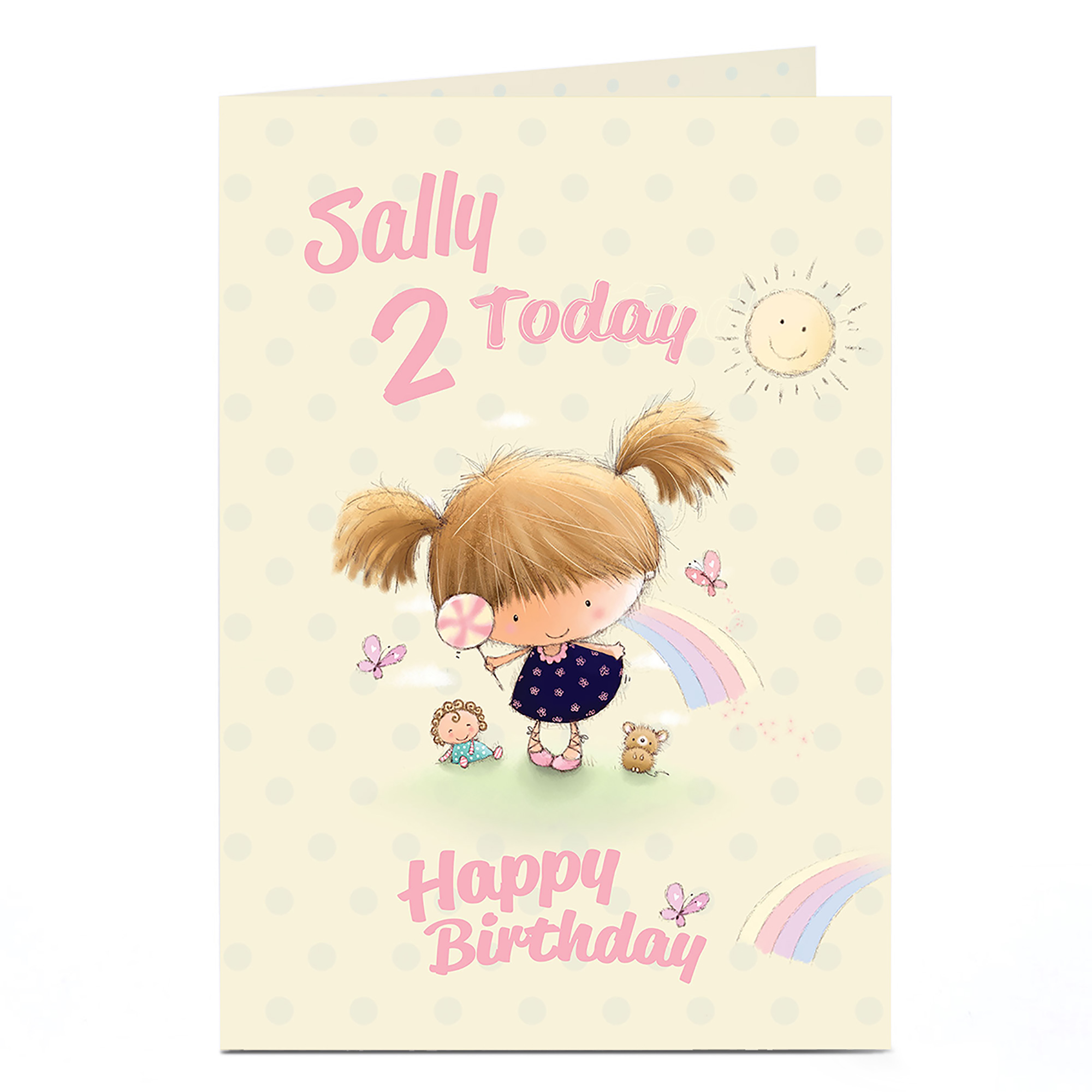 Personalised Editable Age Birthday Card - Girl's Lollipop