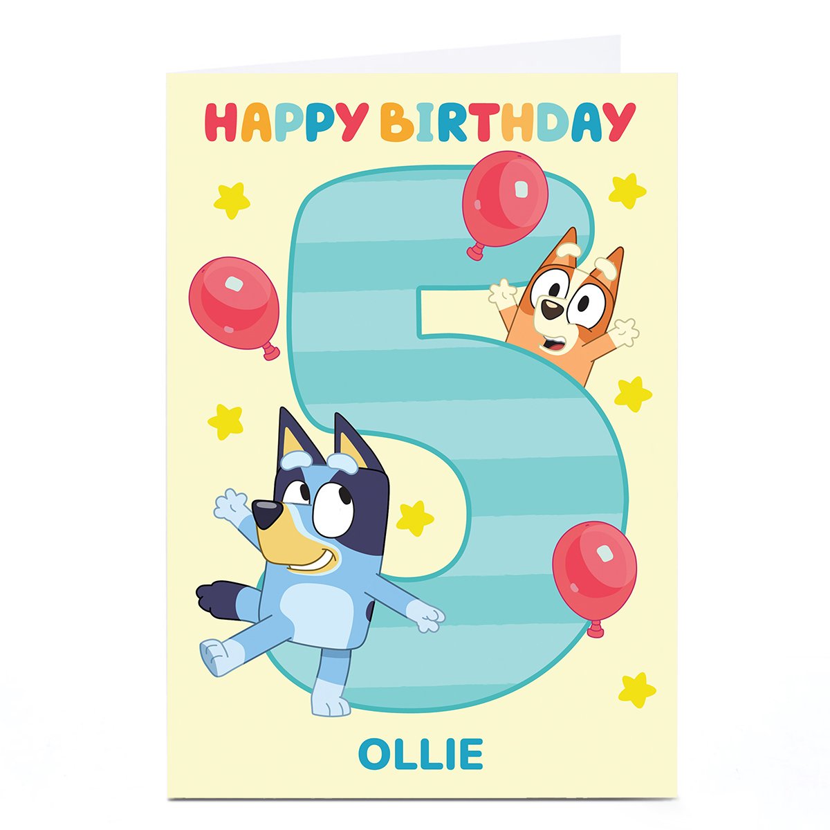 Personalised Birthday Card - Bluey Age 5, Any Name