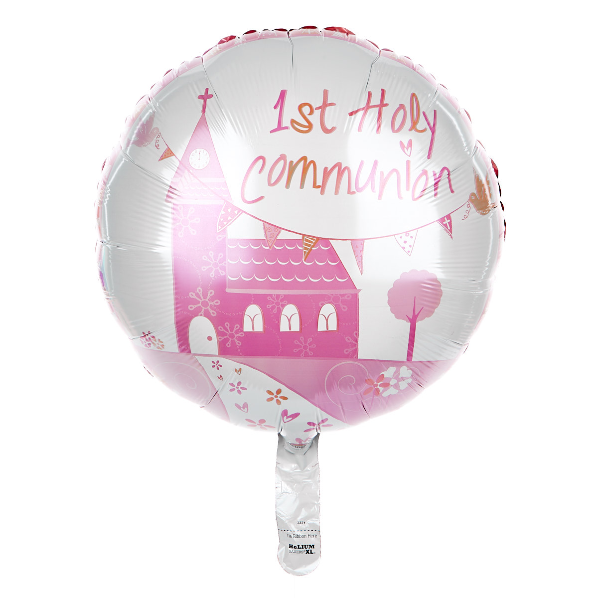 1st Holy Communion 18-Inch Foil Helium Balloon - Pink Church 