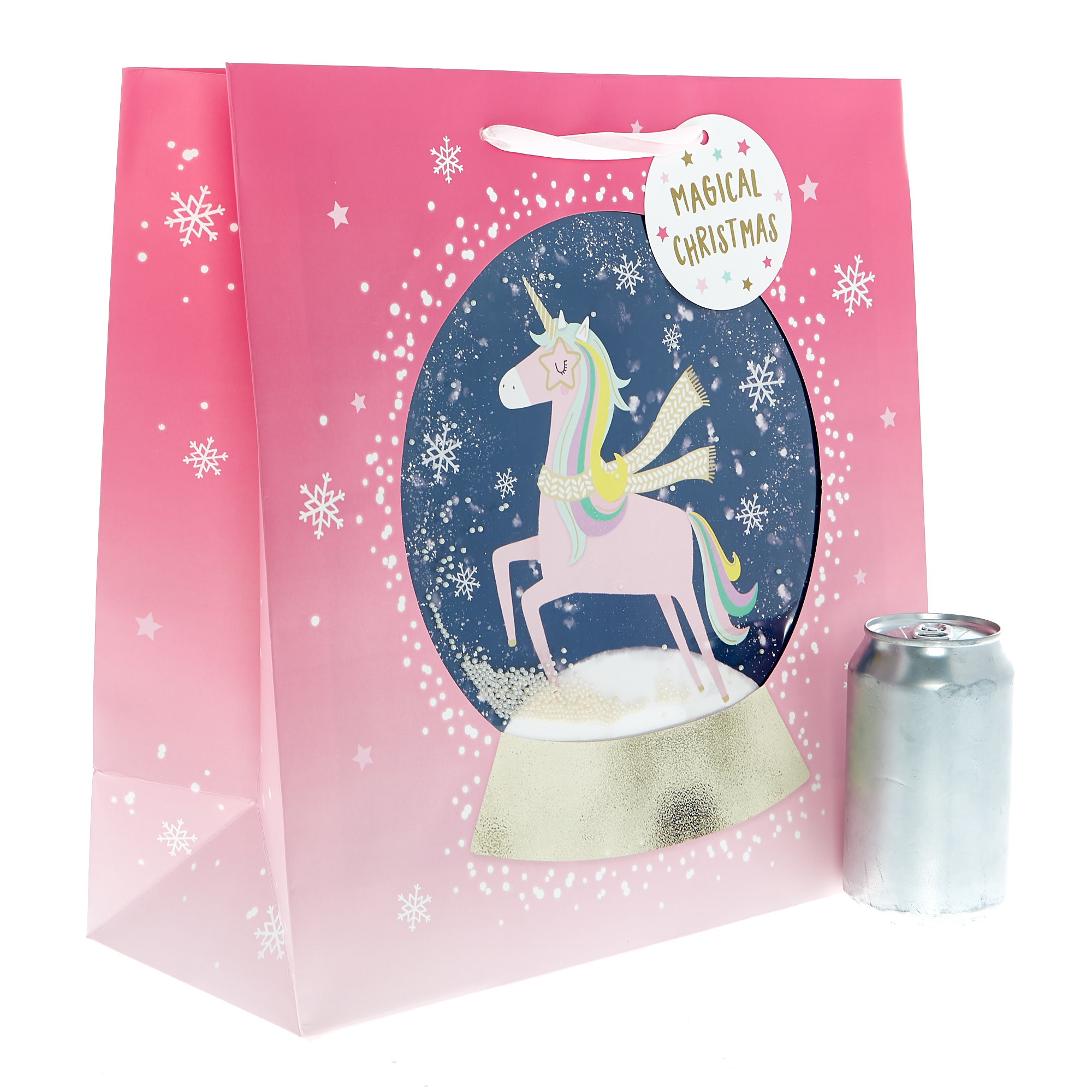 Large Square Unicorn Globe Christmas Gift Bag