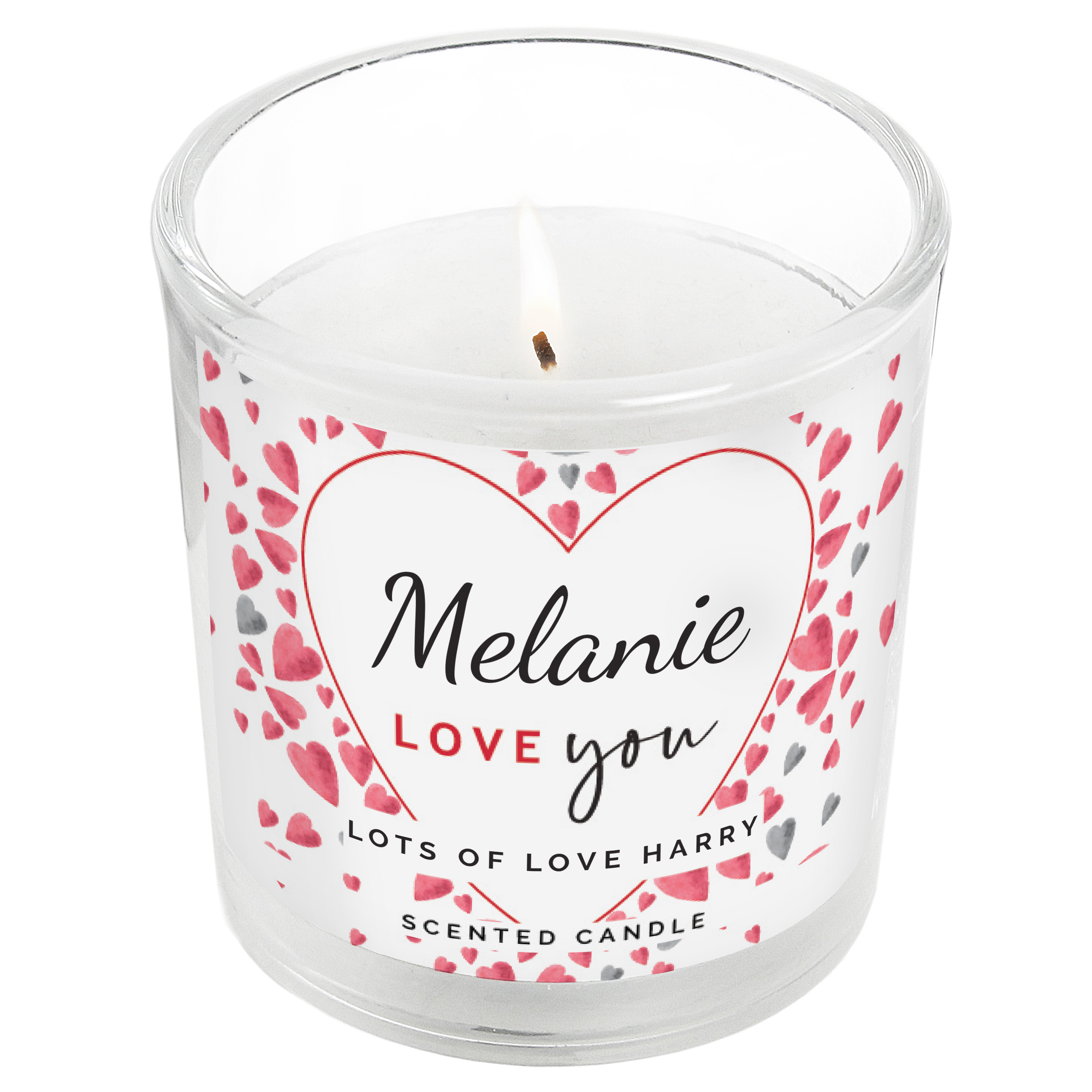 Personalised Love Heart Scented Jar Candle