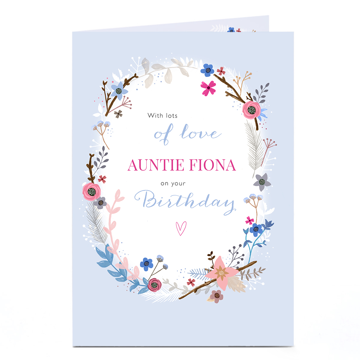 Personalised Birthday Card - Flowers Oval Boarder Auntie