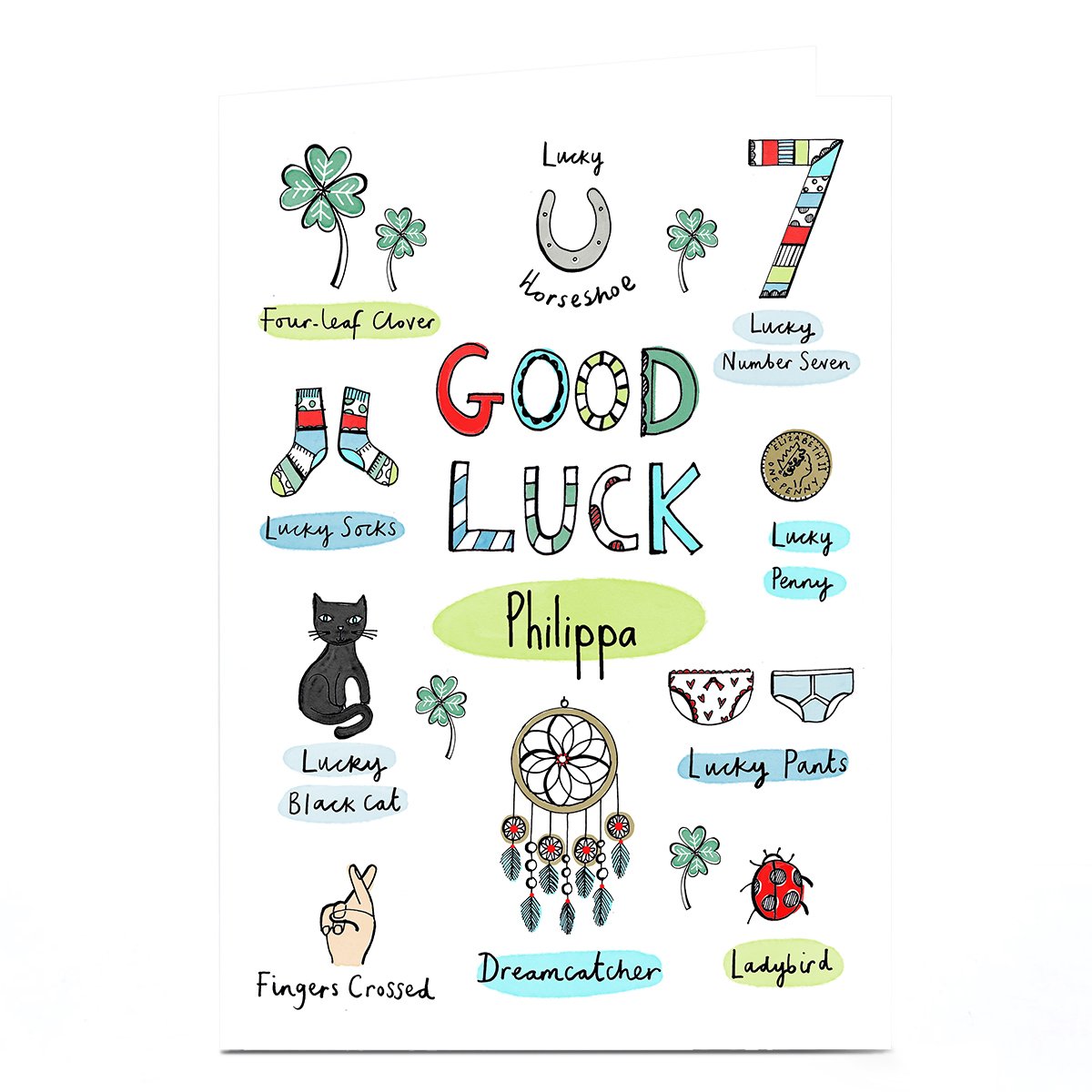 Personalised Good Luck Card - Lucky Charms