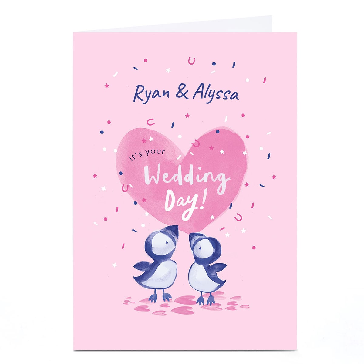 Personalised Wedding Card - Puffins Celebration Confetti