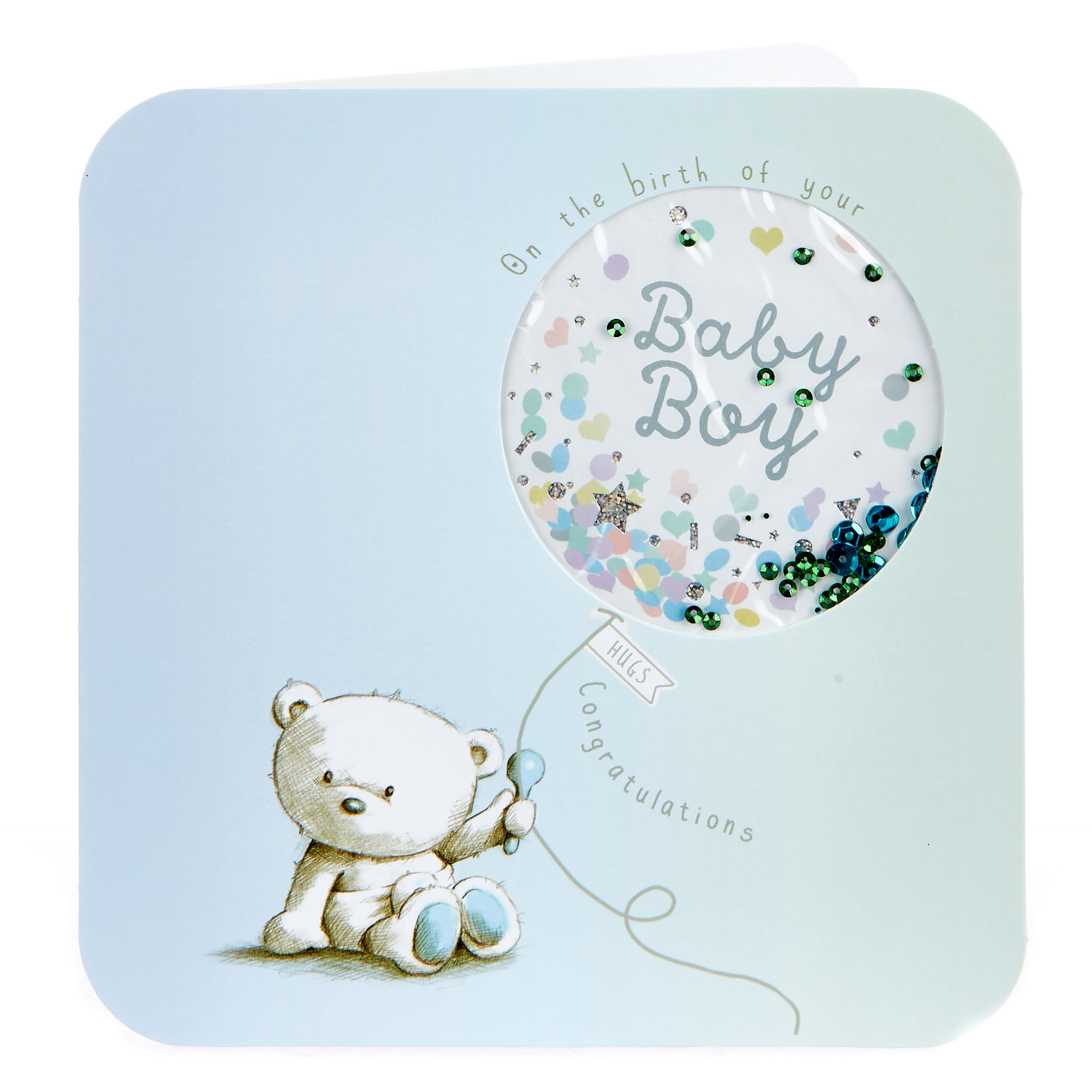 Boutique Collection Hugs Bear New Baby Card - Boy