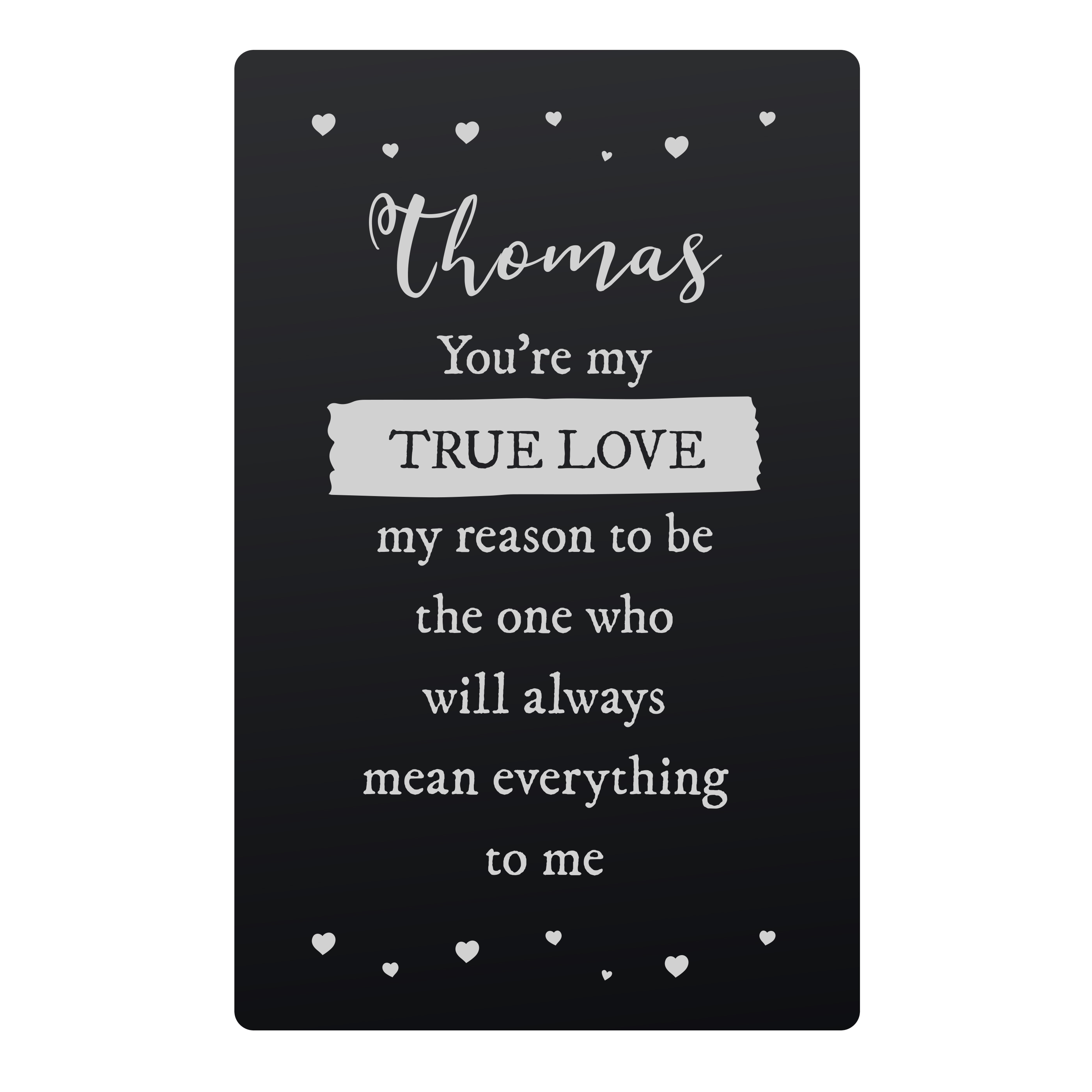 Personalised True Love Black Metal Wallet Card