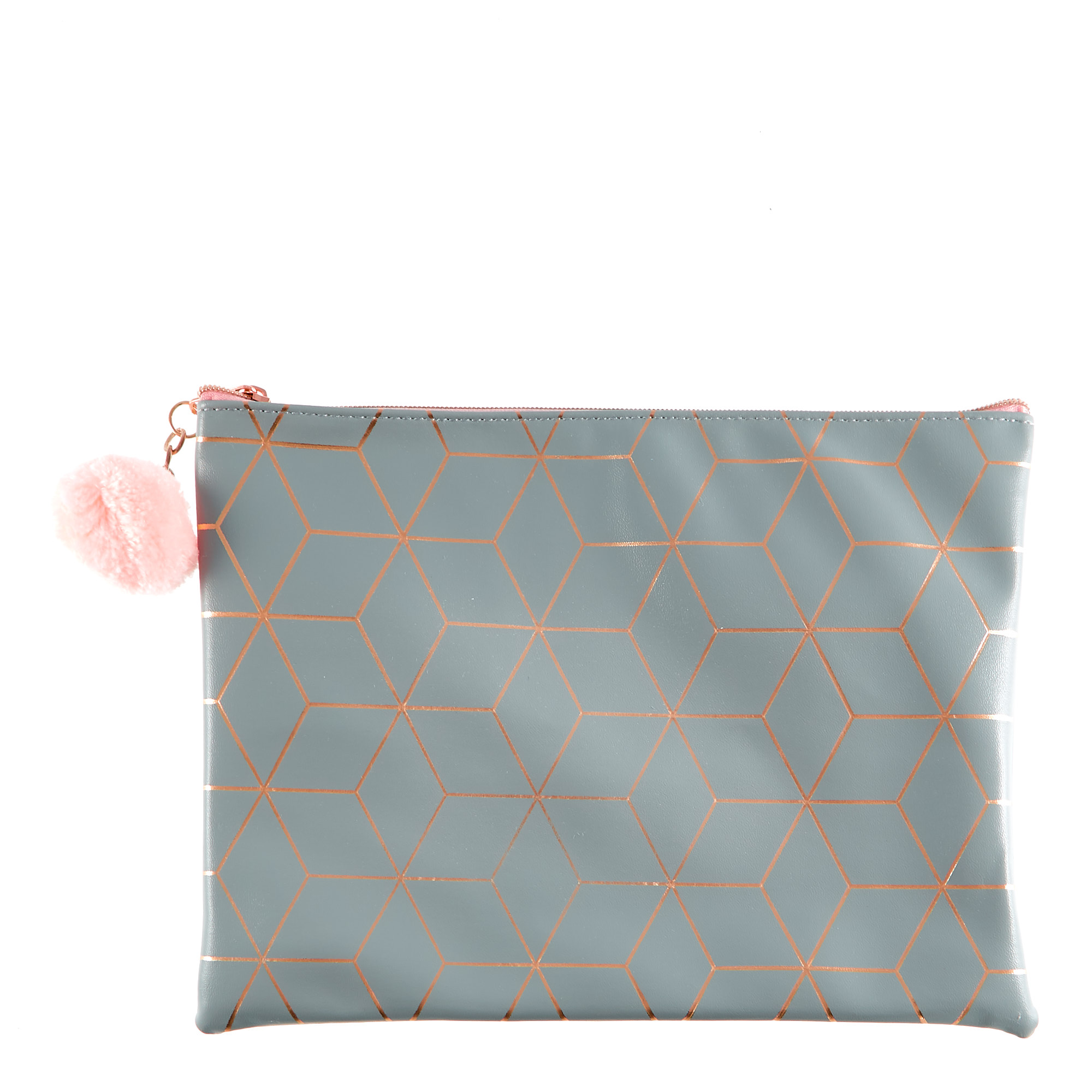 Rose & Grey Geometric Pencil Case 