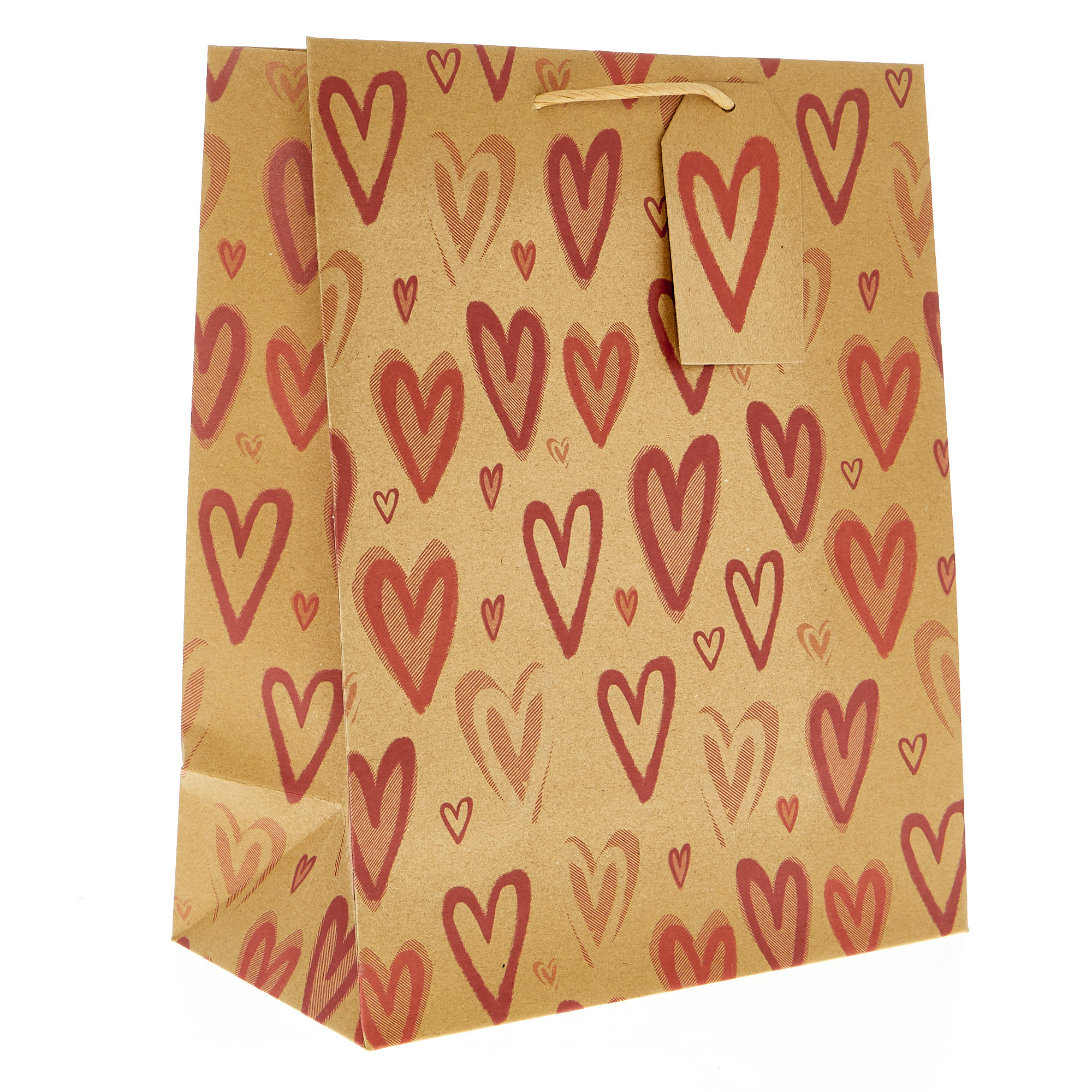 Kraft Hearts Large Portrait Gift Bag