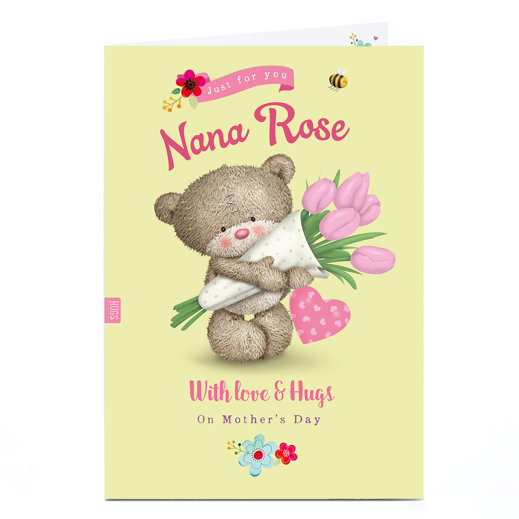 Hugs Personalised Mother's Day Card - Pink Tulips