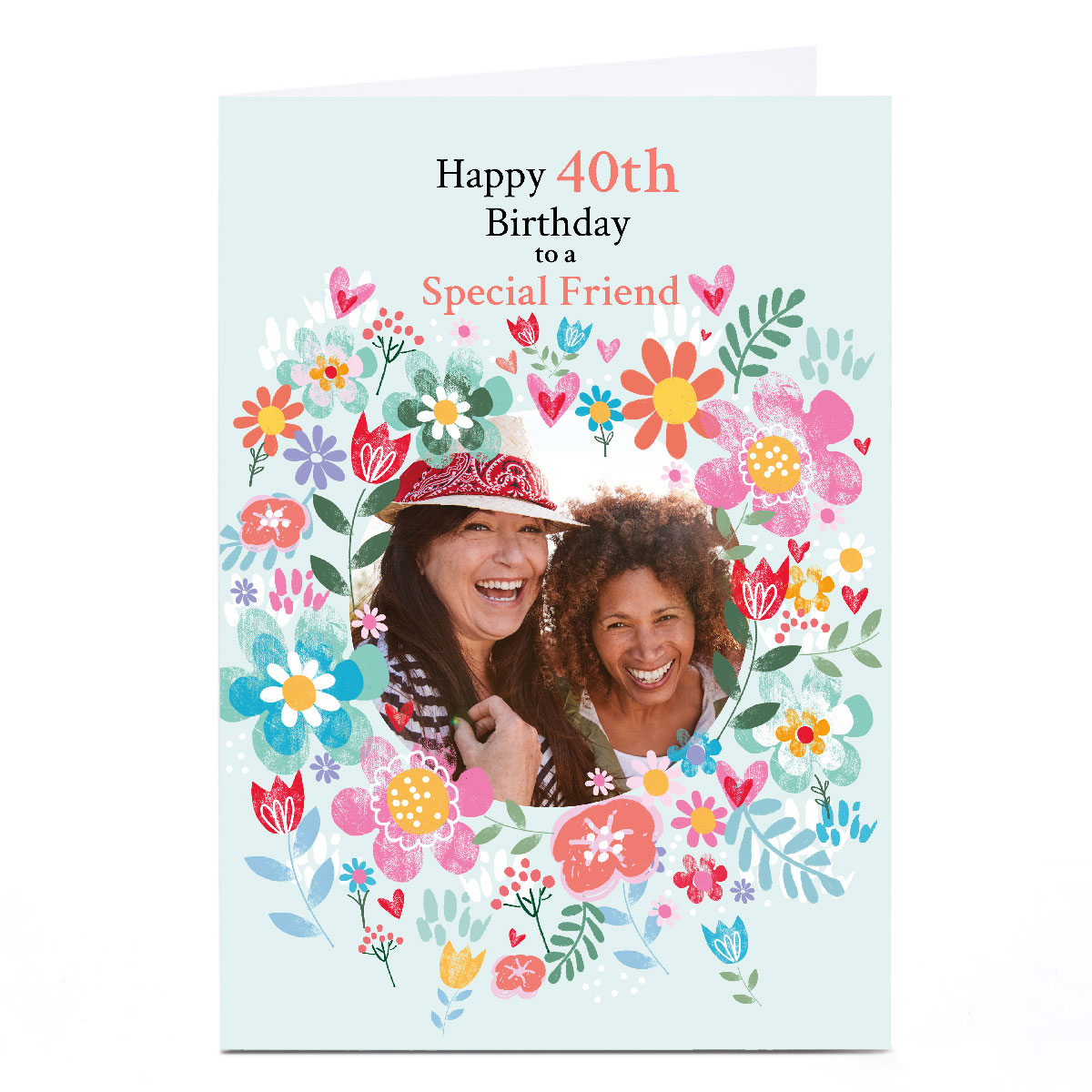 Photo Lindsay Loves to Draw 40th Birthday Card - Flower Frame, Editable Age & Recipient