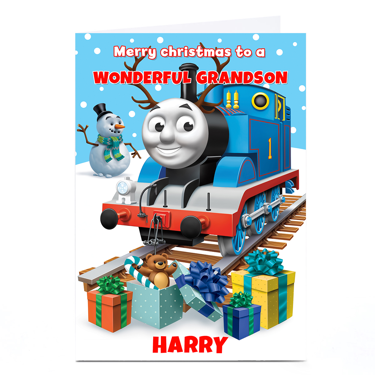 Personalised Thomas & Friends Christmas Card - Grandson
