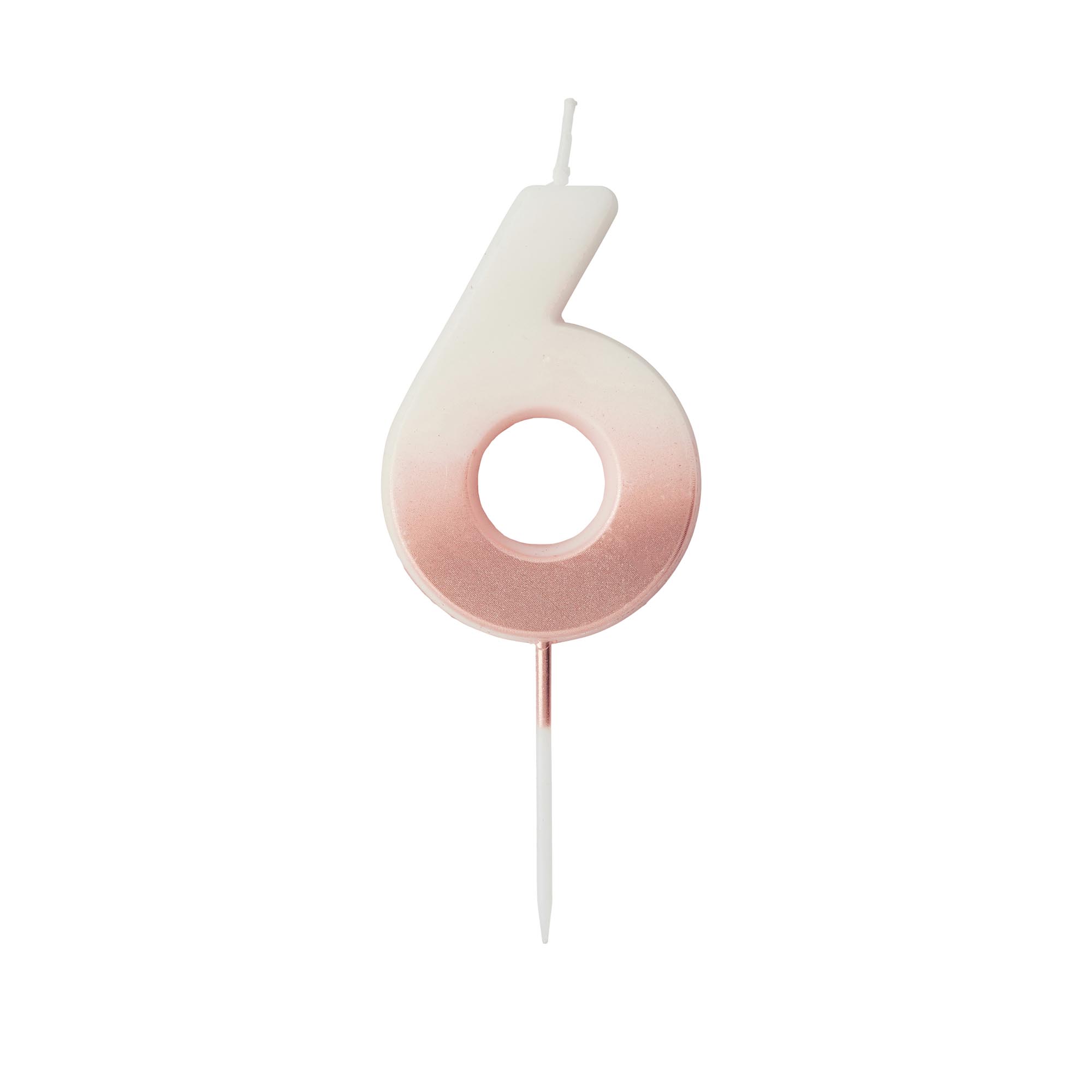 Rose Gold Ombre Number Cake Candle (0-9)