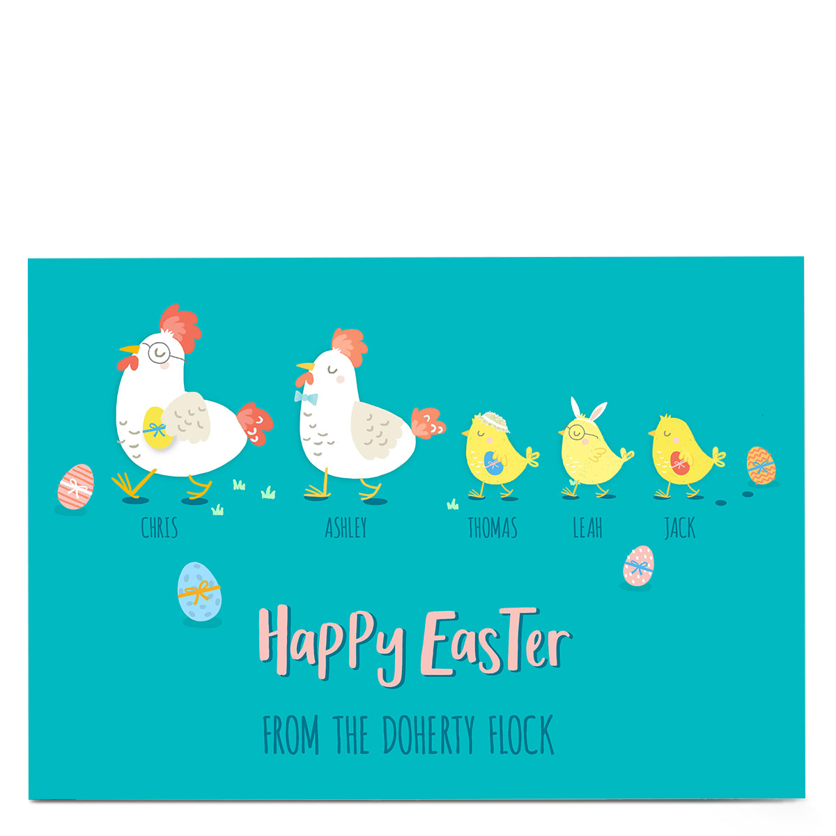 Personalised Easter Card - Family Of 5