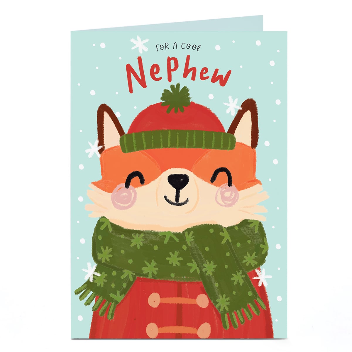 Christmas Card - Bundled Up Fox, For A Cool Nephew