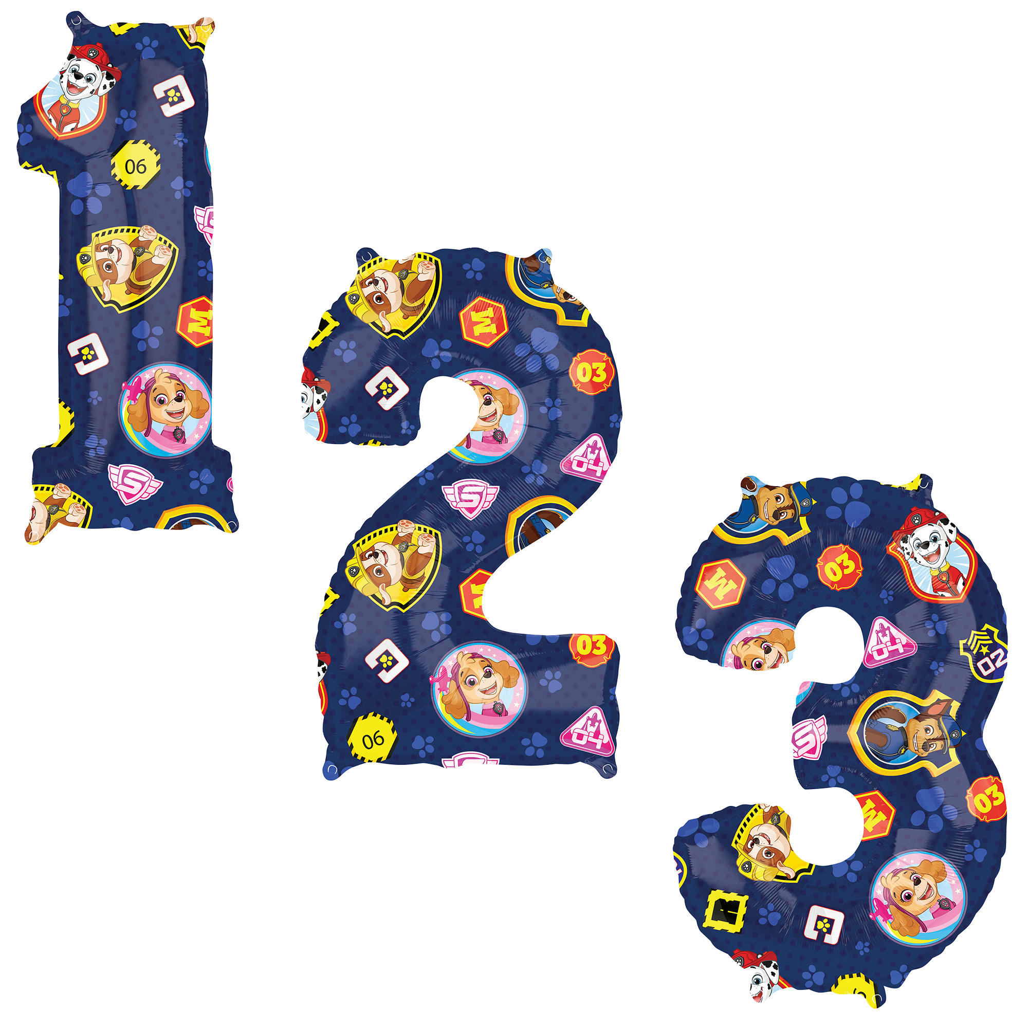Paw Patrol 34-Inch Number Balloons 1-6 - DEFLATED