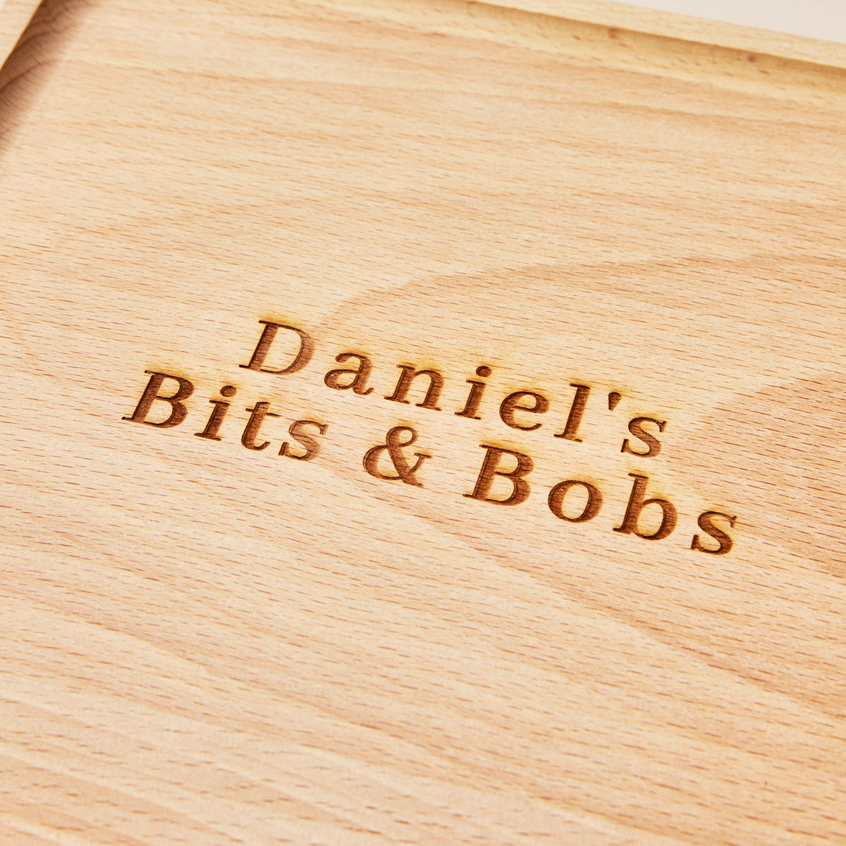Personalised Wooden Engraved Shallow Square Tray - Name and Message