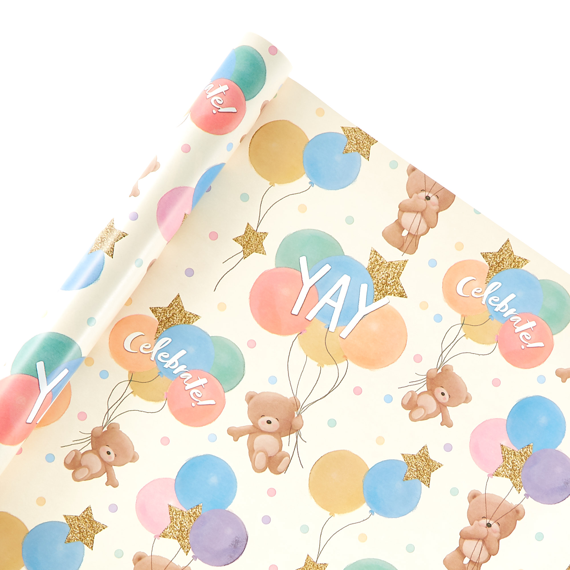 Cream Hugs Bear Wrapping Paper - 3 Metres 