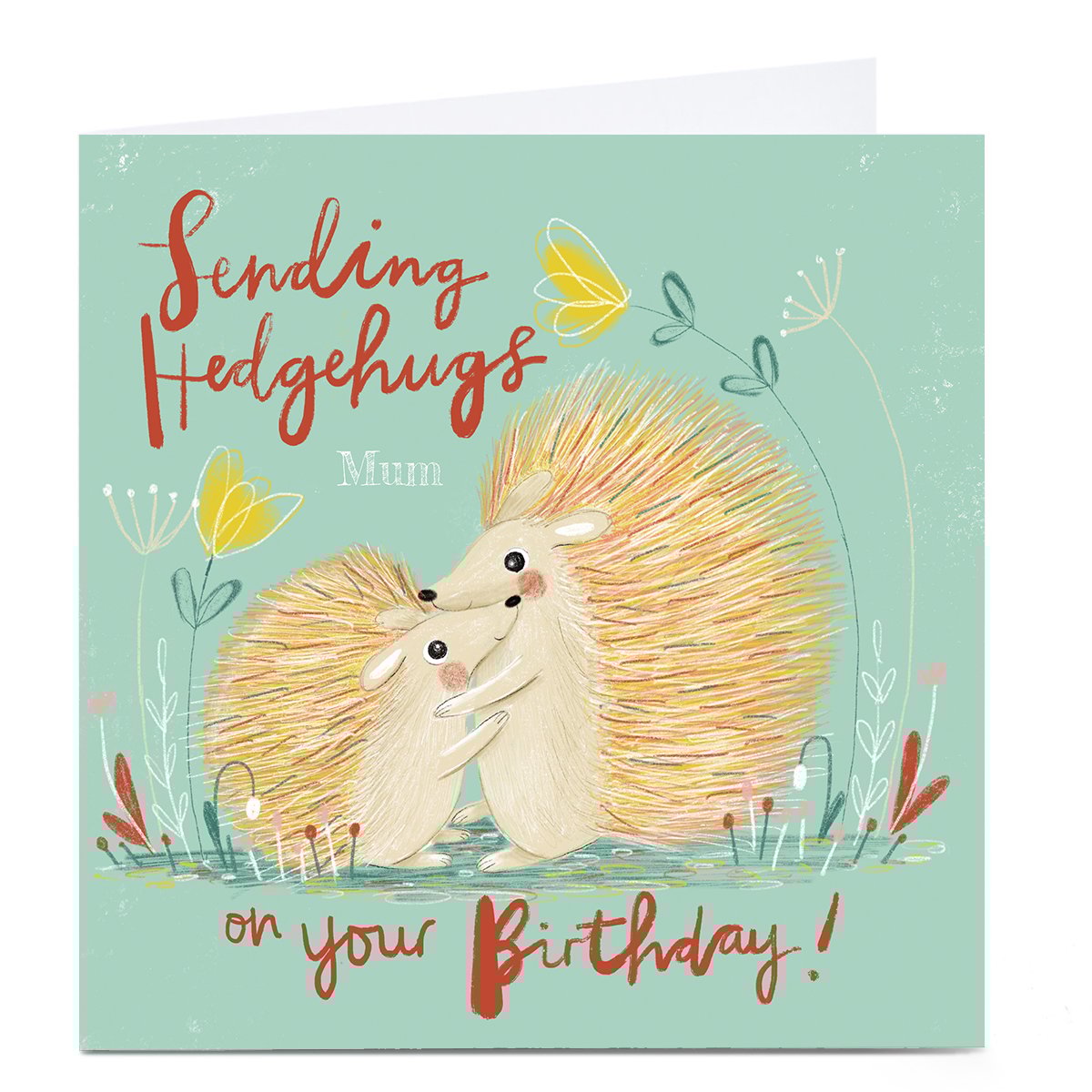 Personalised Emma Valenghi Birthday Card - Mum Sending Hedgehugs