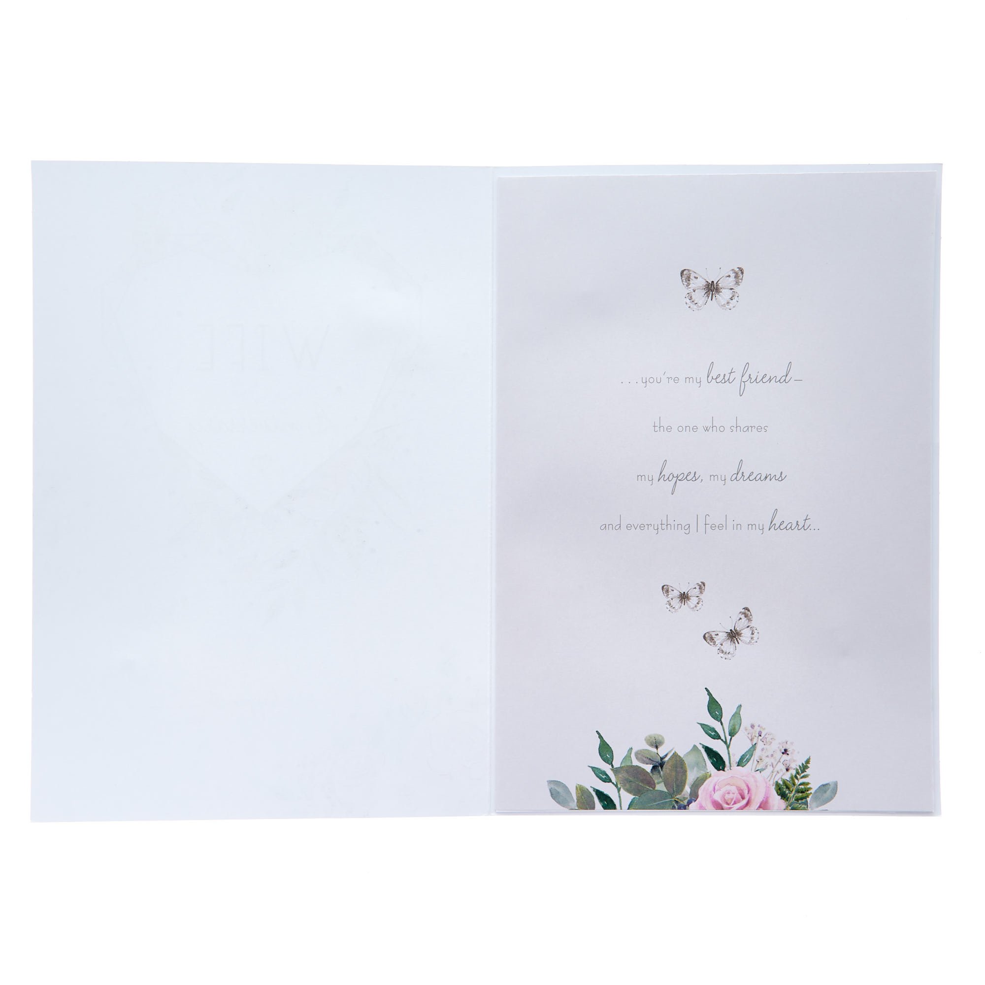 Wife Geometric Floral Heart Wedding Anniversary Card
