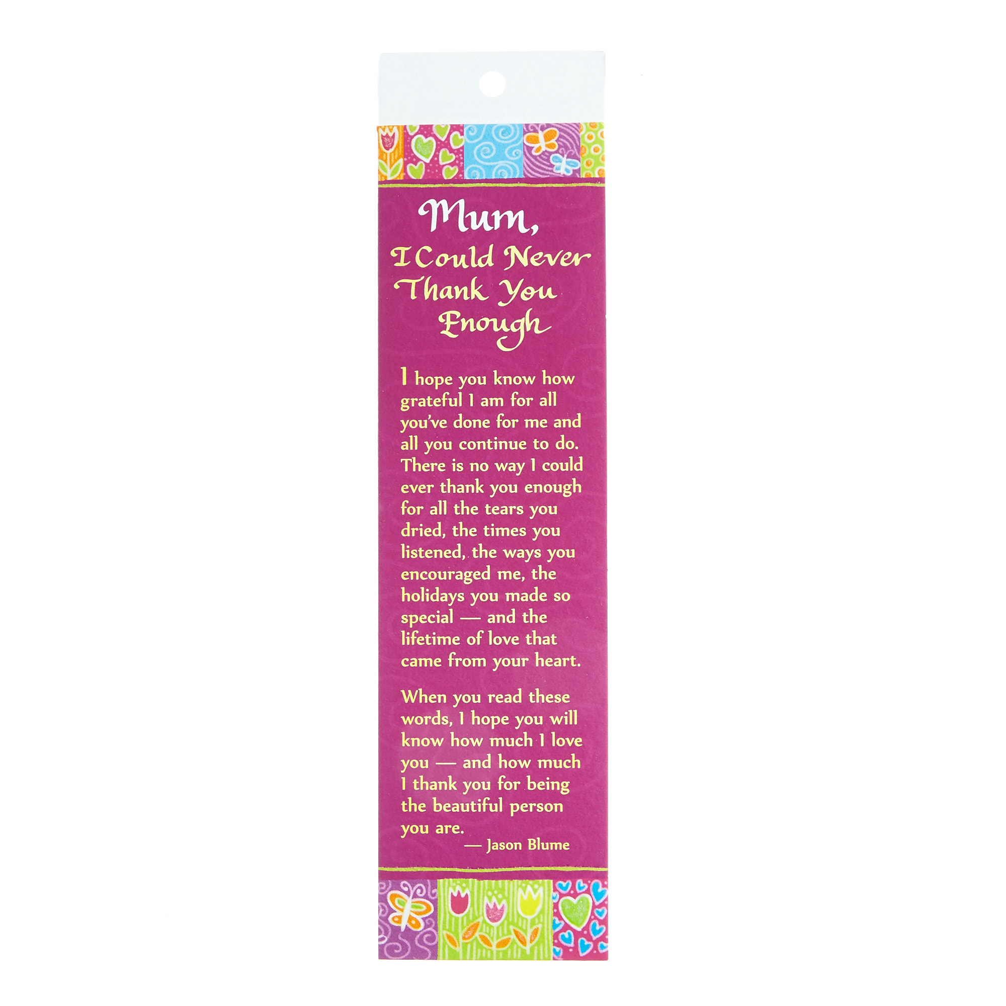 Blue Mountain Arts Bookmark - Mum, Thank You