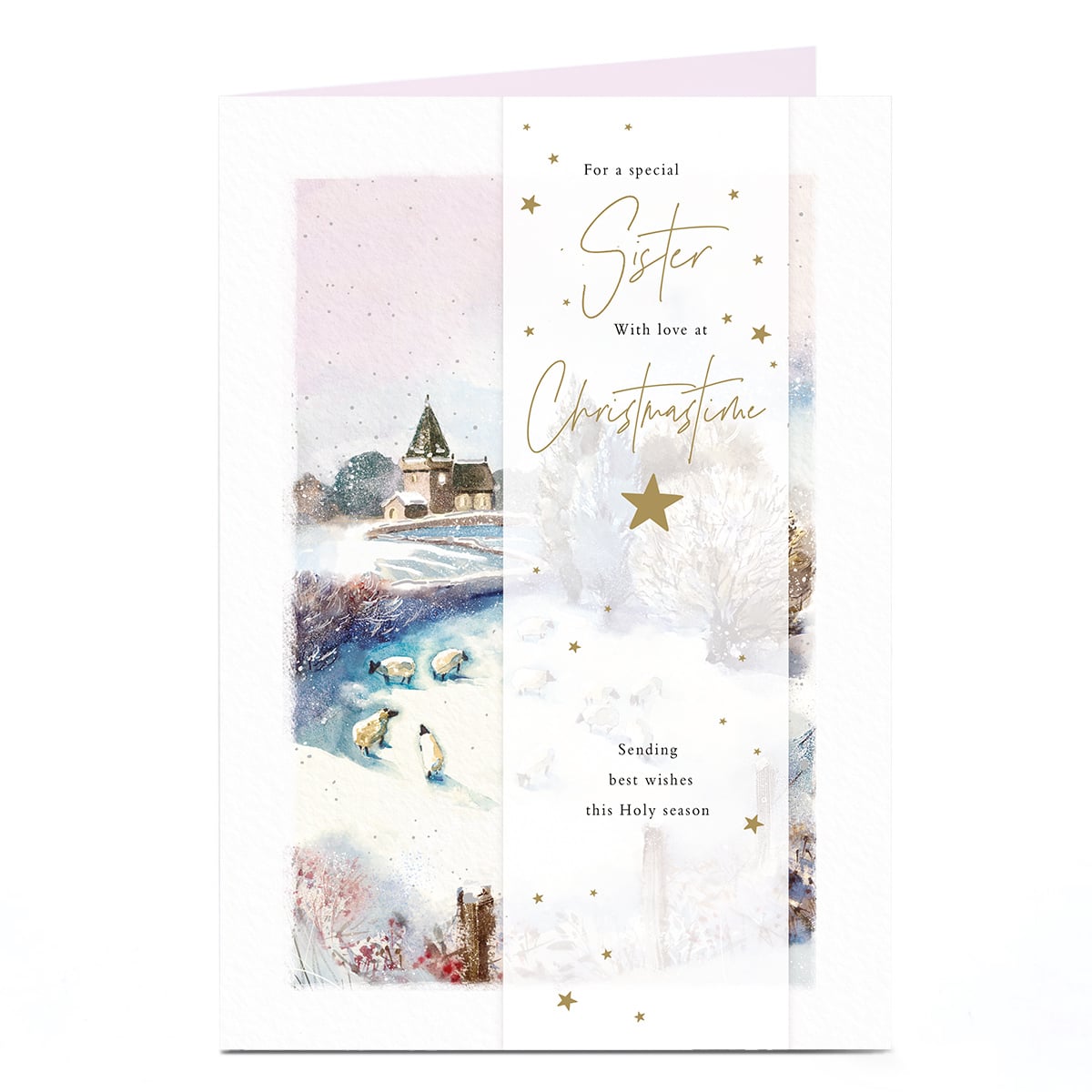 Christmas Card - Winter Snow Country Scene, Sister