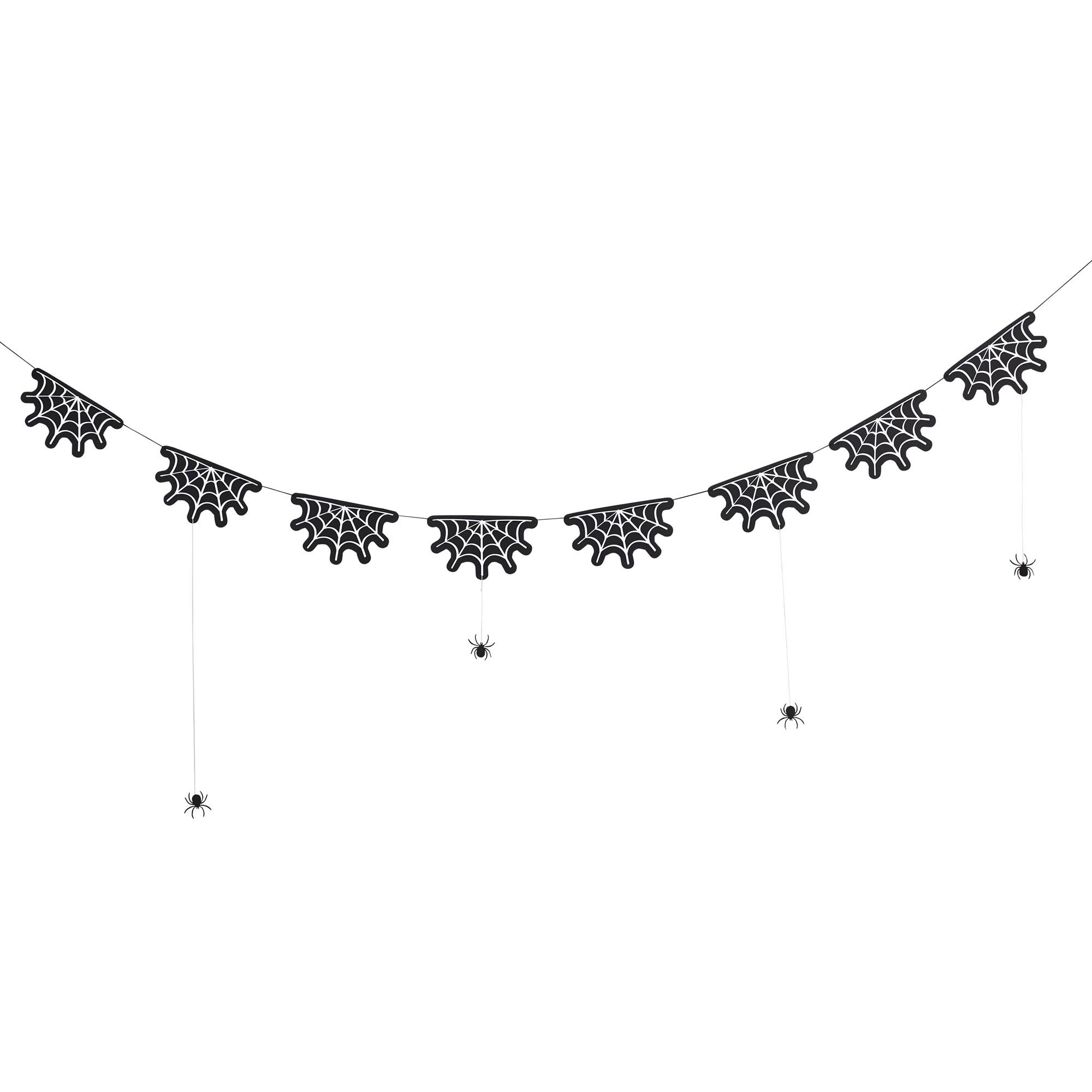 Cobweb Card Garland With Hanging Spiders 2m