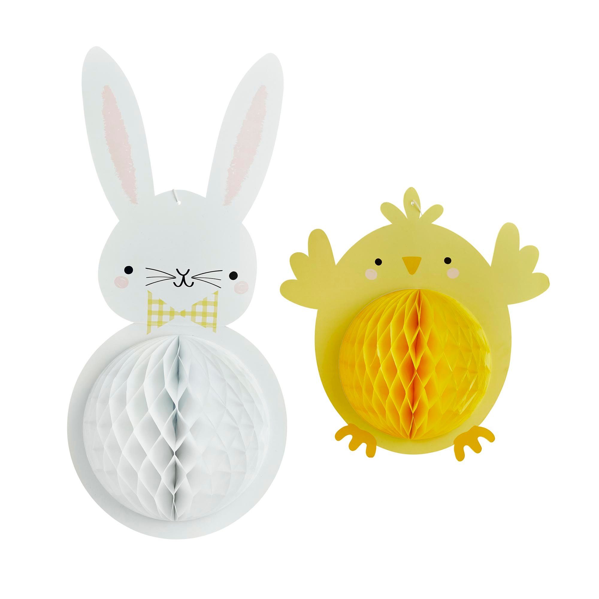 Bunny & Chick Honeycomb Decorations - Pack of 2