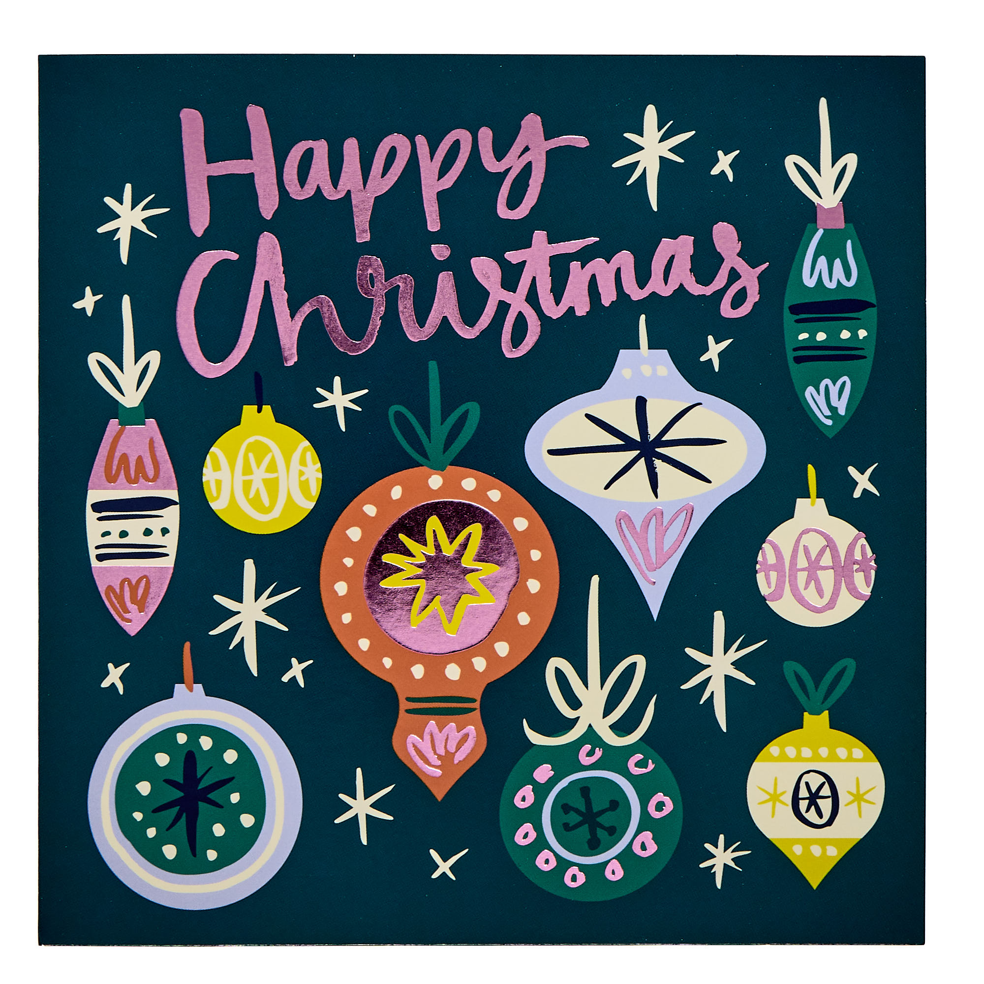10 Square Contemporary Baubles Charity Christmas Cards