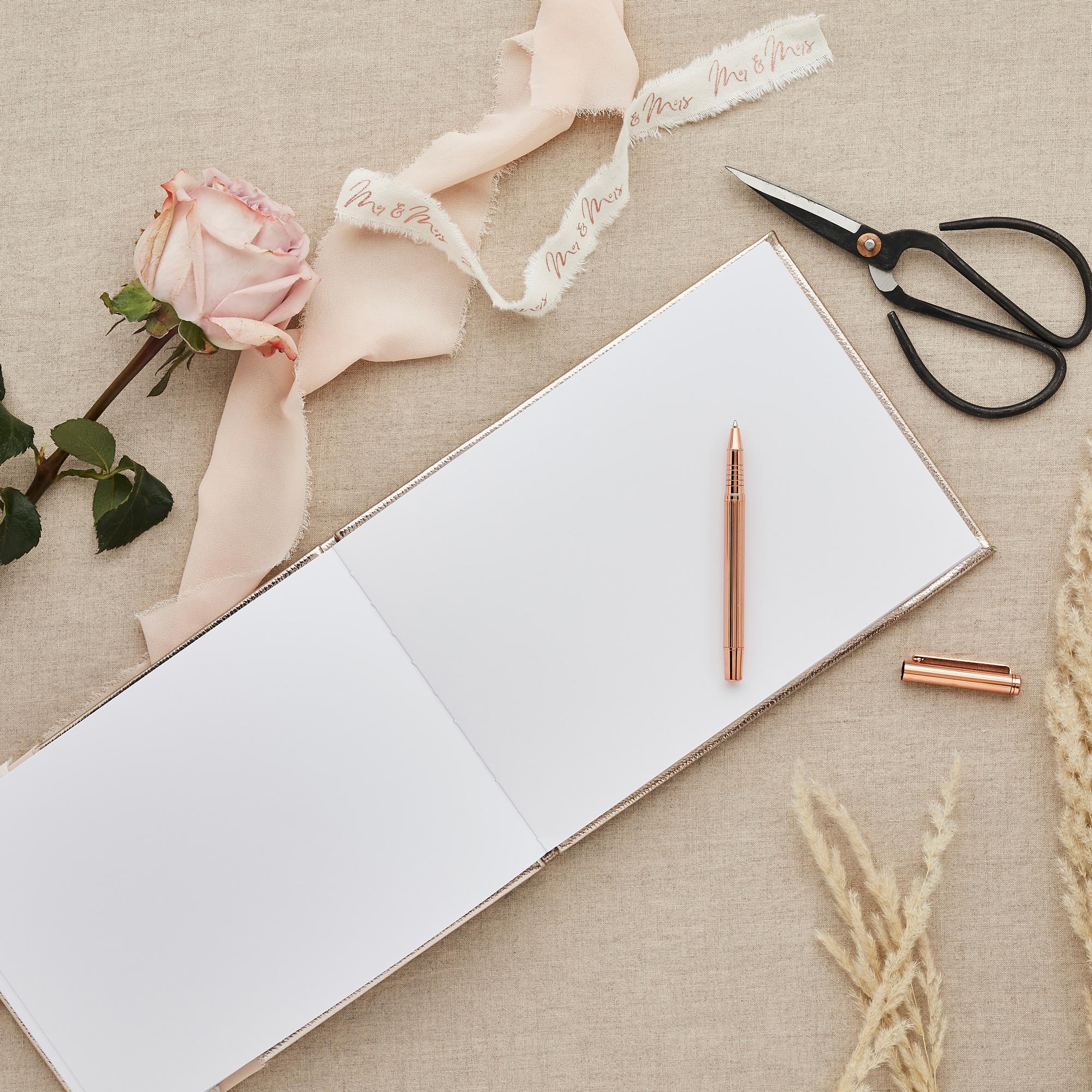 Ivory Faux Leather 50-Page Guest Book
