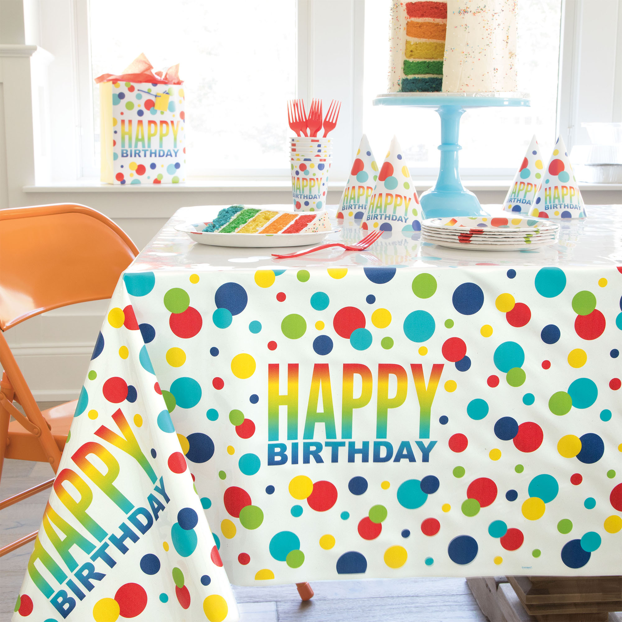 Rainbow Spots Birthday Tableware & Decorations - 16 Guests