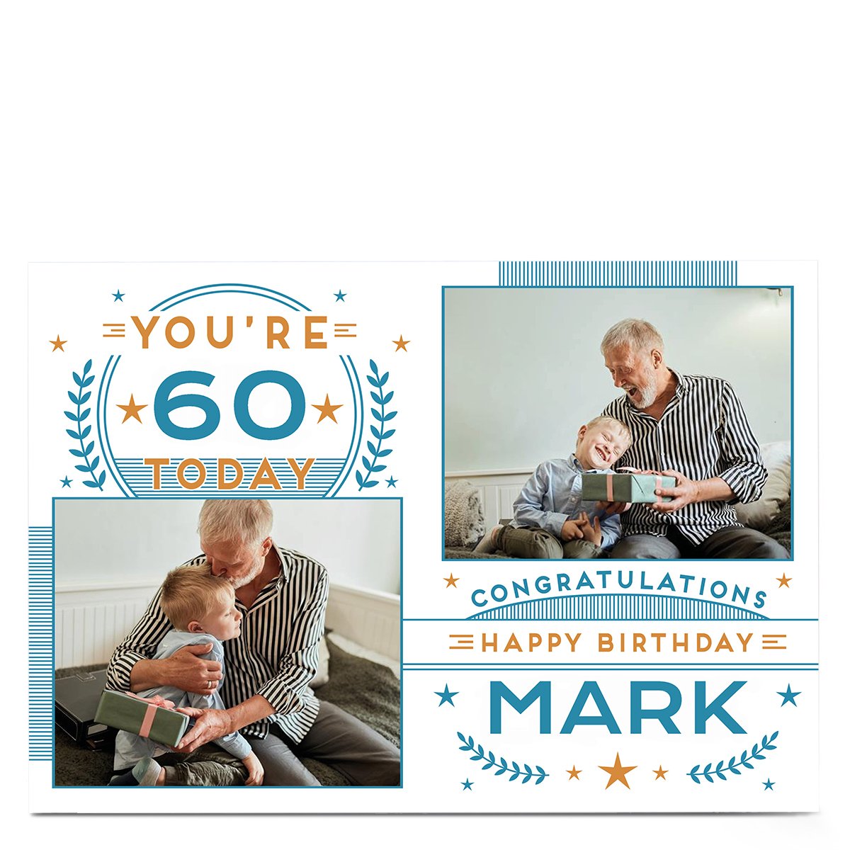 Photo 60th Birthday Card - Congratulations, Editable Age