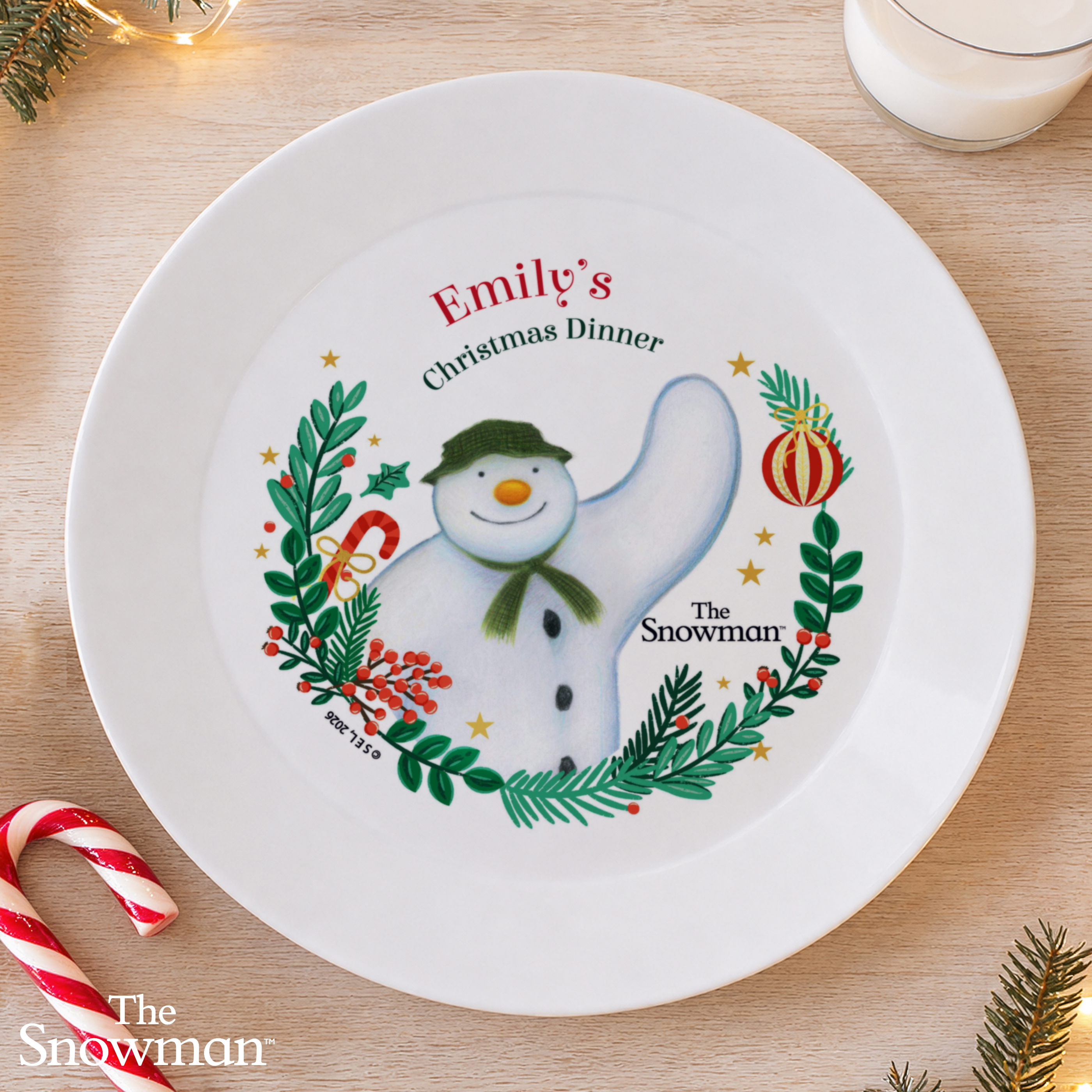Personalised The Snowman Christmas Wishes Plastic Plate
