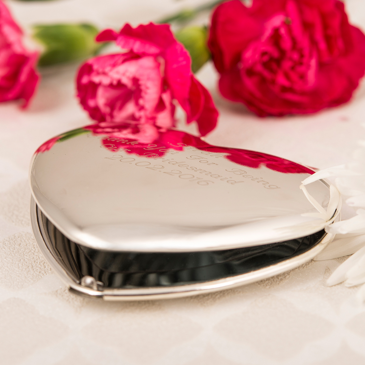 Personalised Engraved Heart Compact Mirror