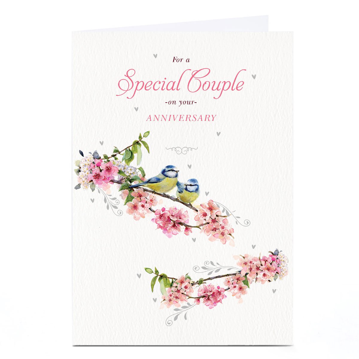 Personalised Anniversary Card - Blue Tits on Blossom, Special Couple