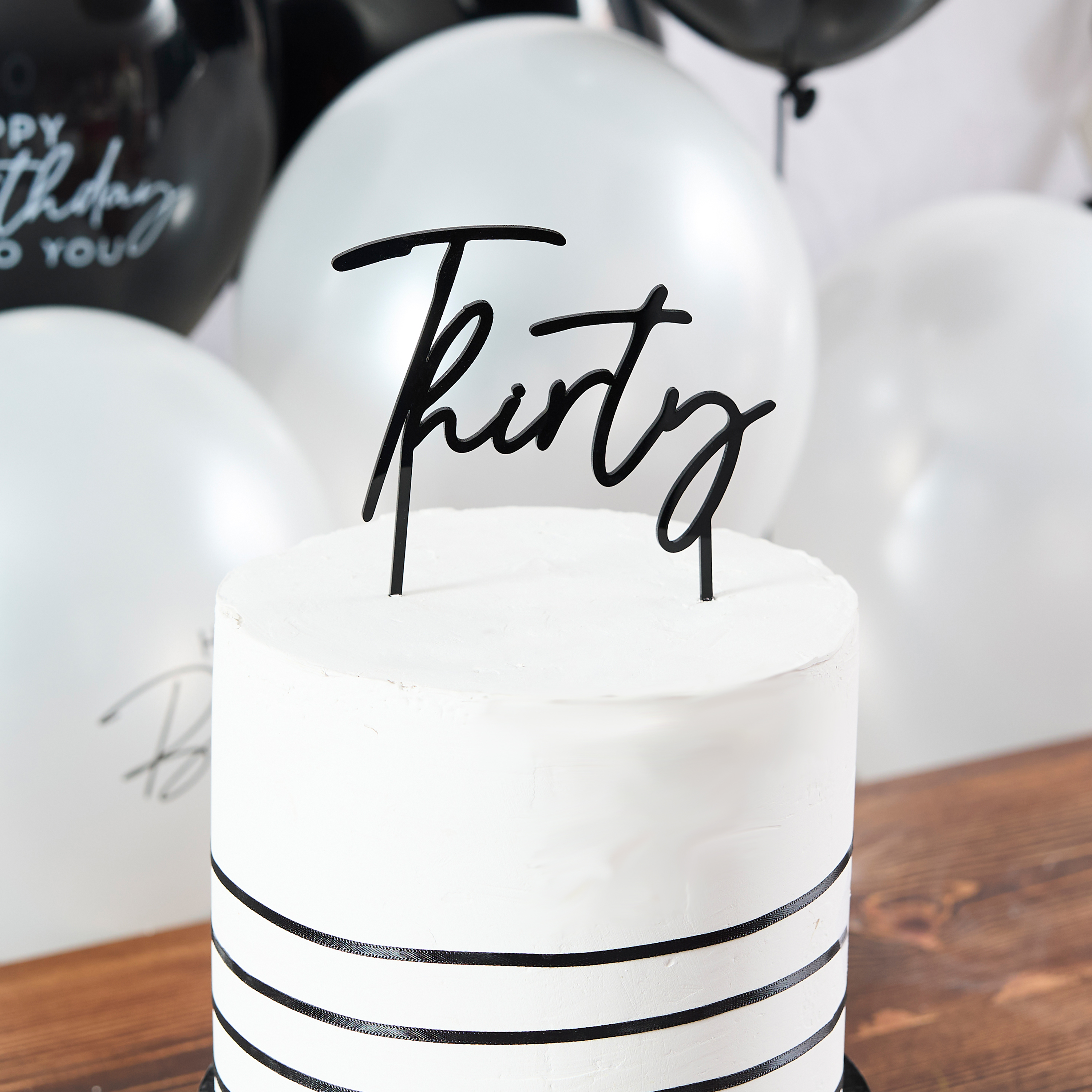 Black Thirty Acrylic Cake Topper