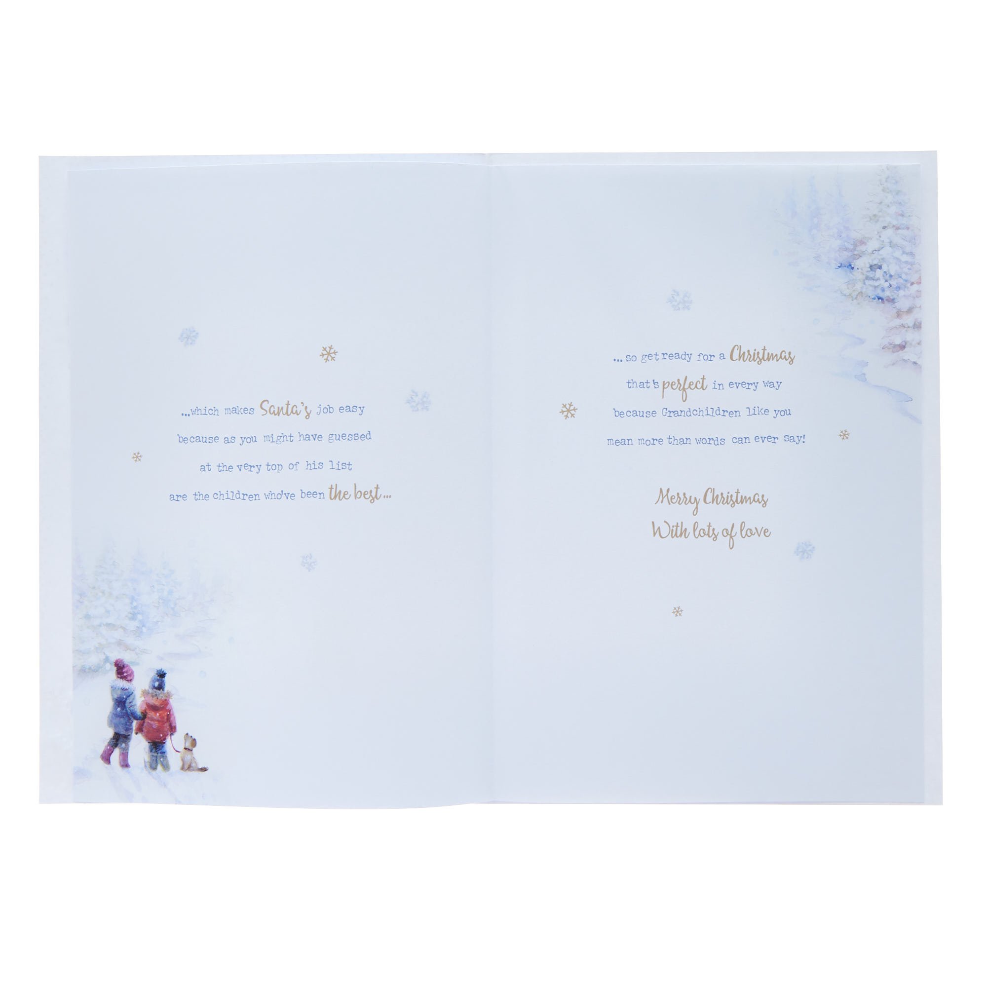 Grandchildren Snow Scene Christmas Card