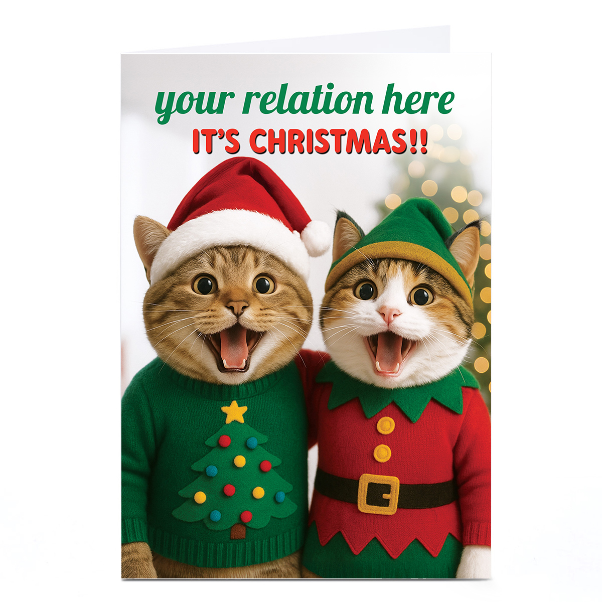 Personalised Zoo-per Duper Christmas Card - Cats in Jumpers