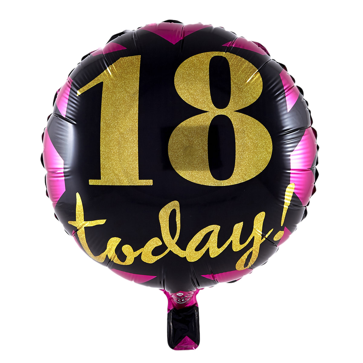 18 Today Pink, Gold & Black Foil Helium Balloon