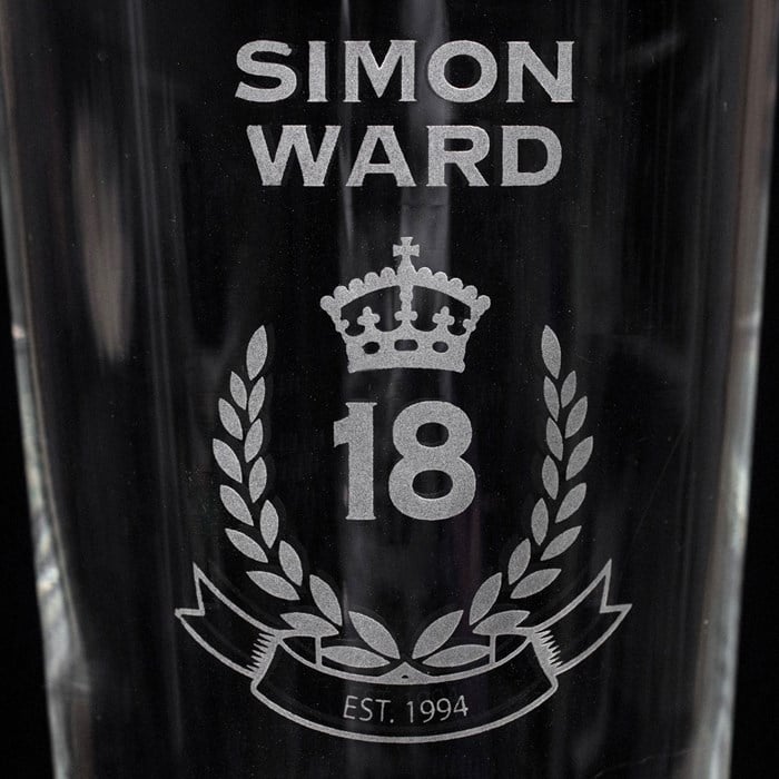 Personalised Any Age Birthday Crest Pint Glass