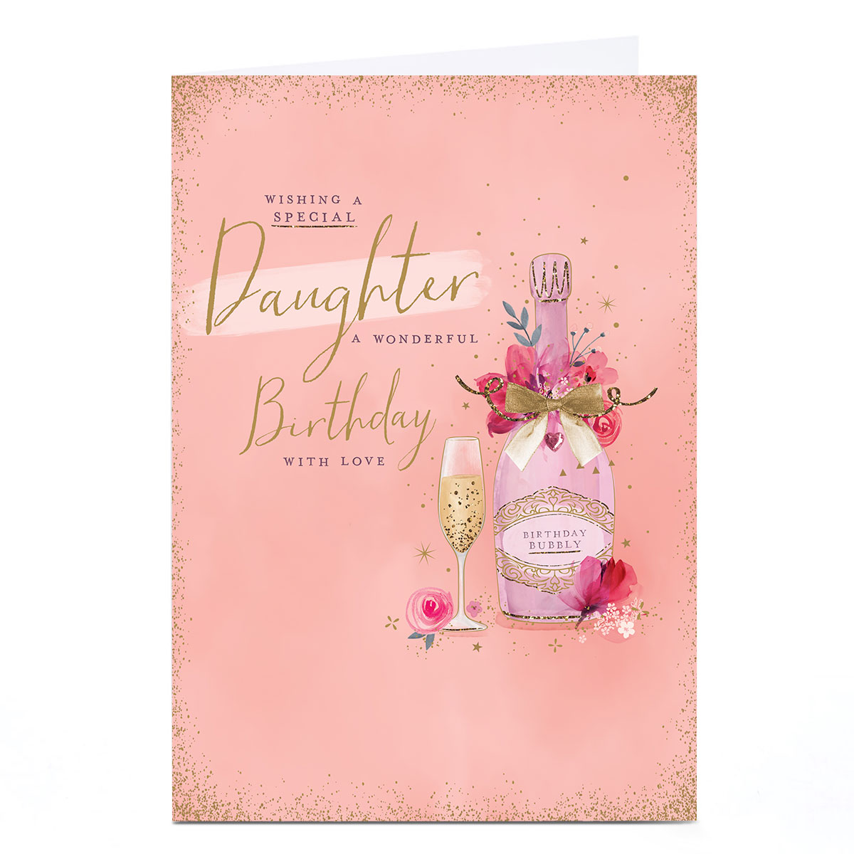 Personalised Birthday Card - Pink Champagne, Daughter