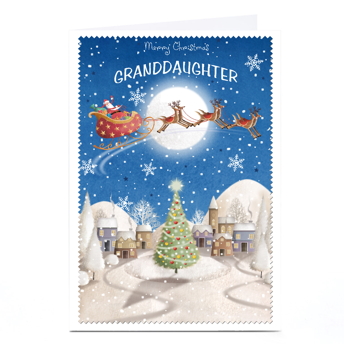 Personalised Christmas Card - Flying Santa's Sleigh, Granddaughter