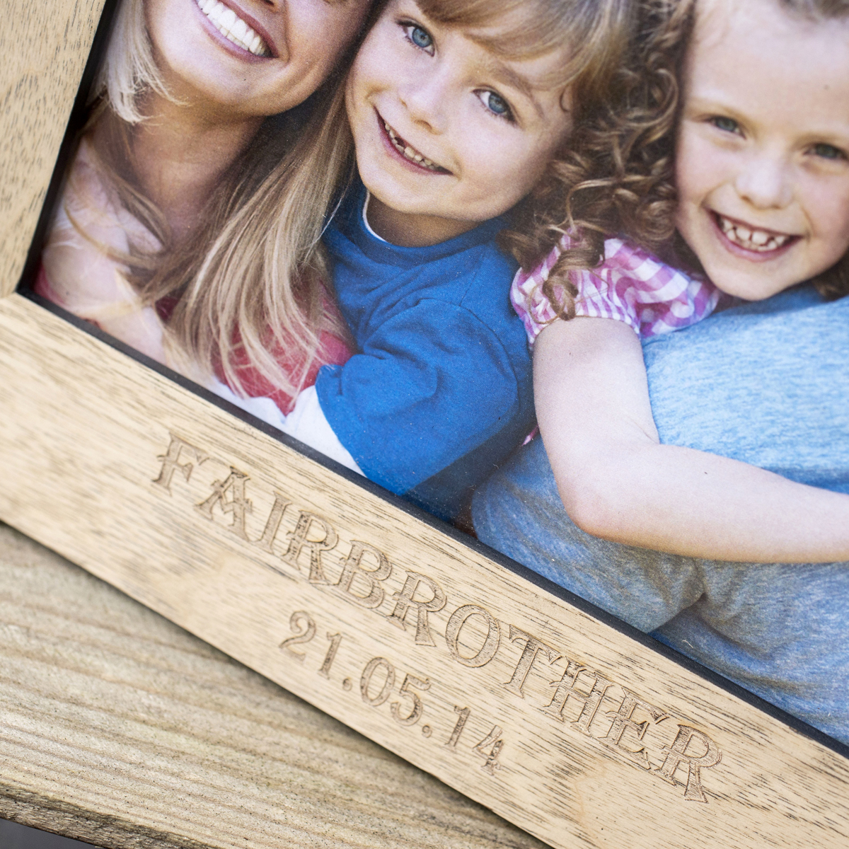 Personalised Engraved Wooden Photo Frame - Family Name