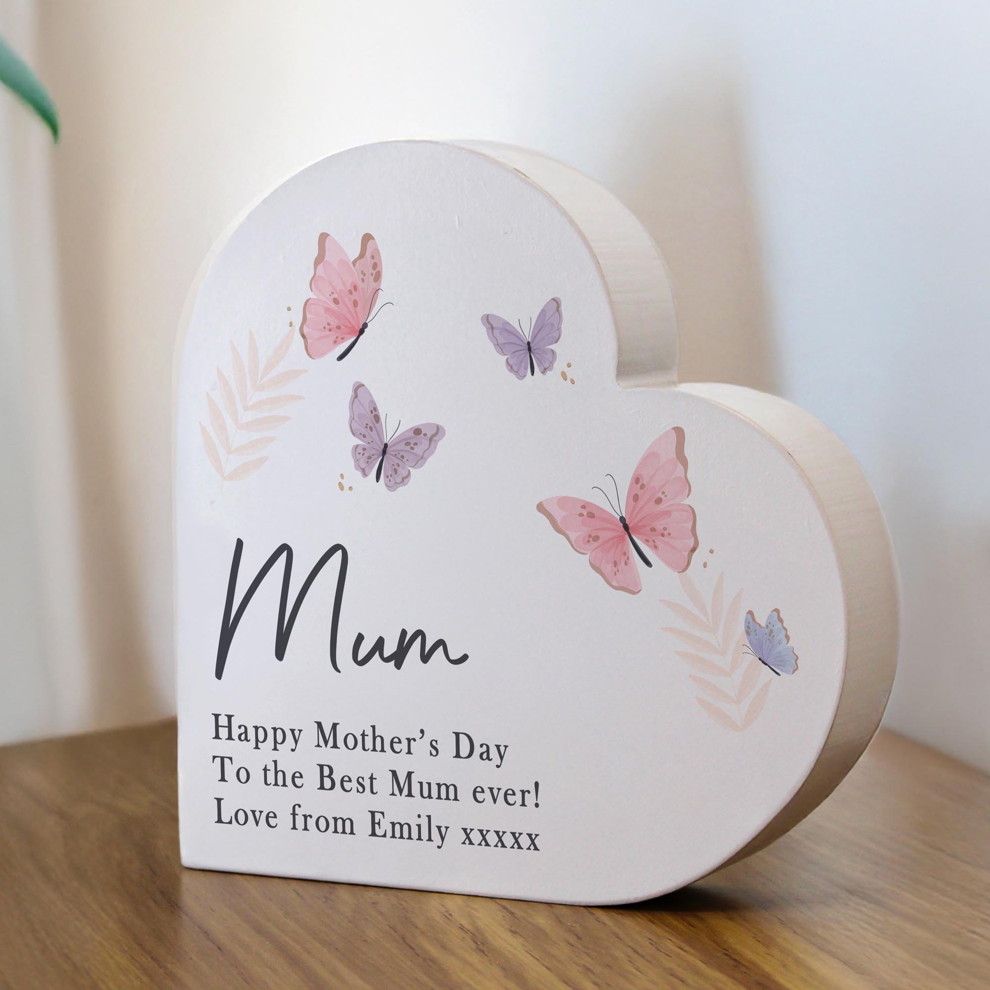 Personalised Butterfly Grey Heart Ornament