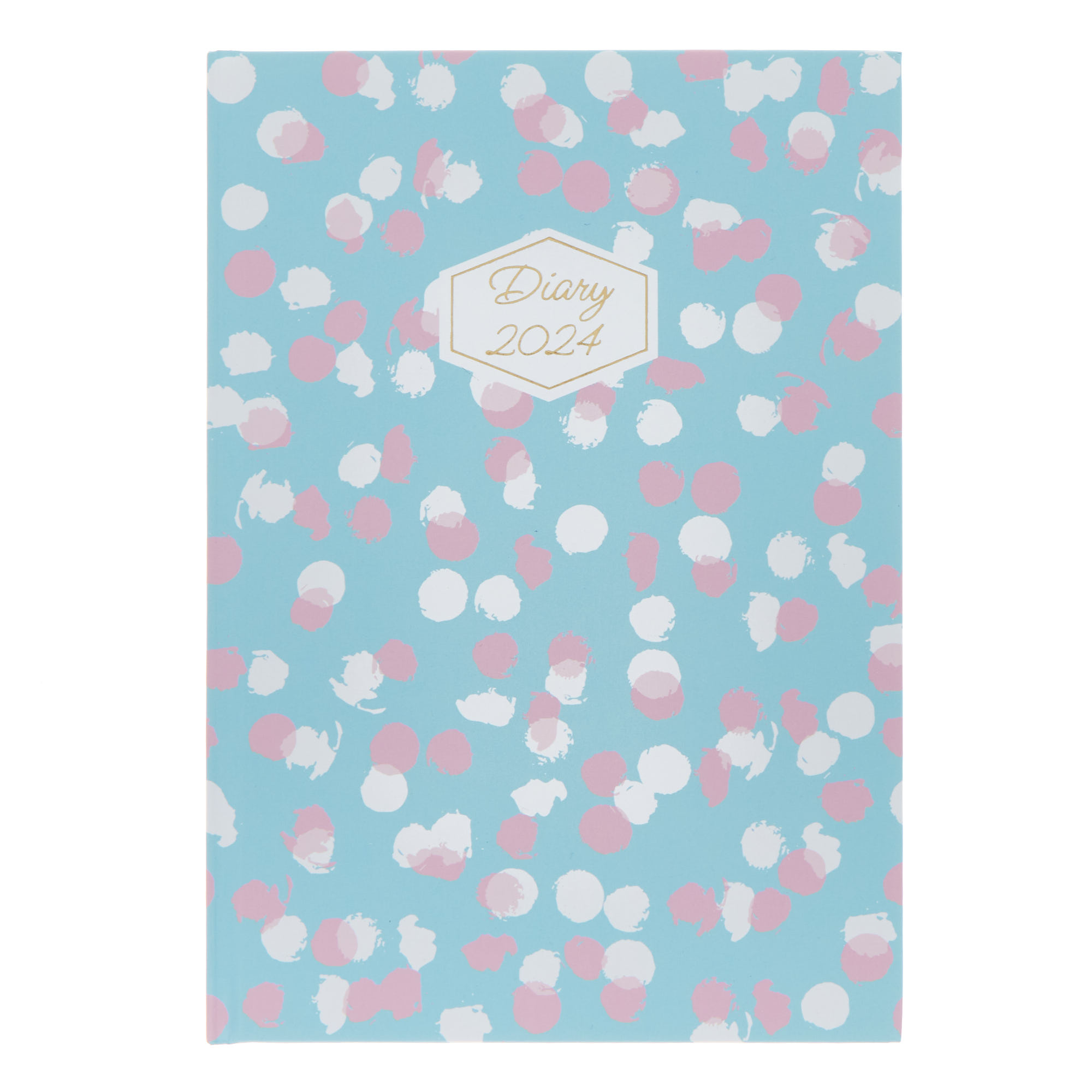 A5 Blue & Pink Spots Week on 2 Pages 2024 Diary