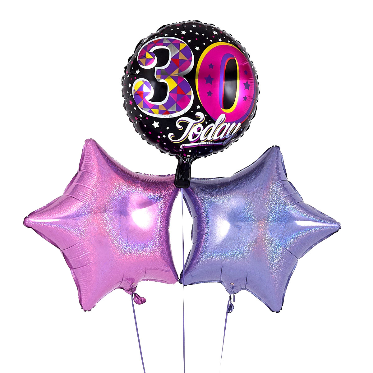 30th Birthday Black Balloon Pink Balloon Bouquet - DELIVERED INFLATED!