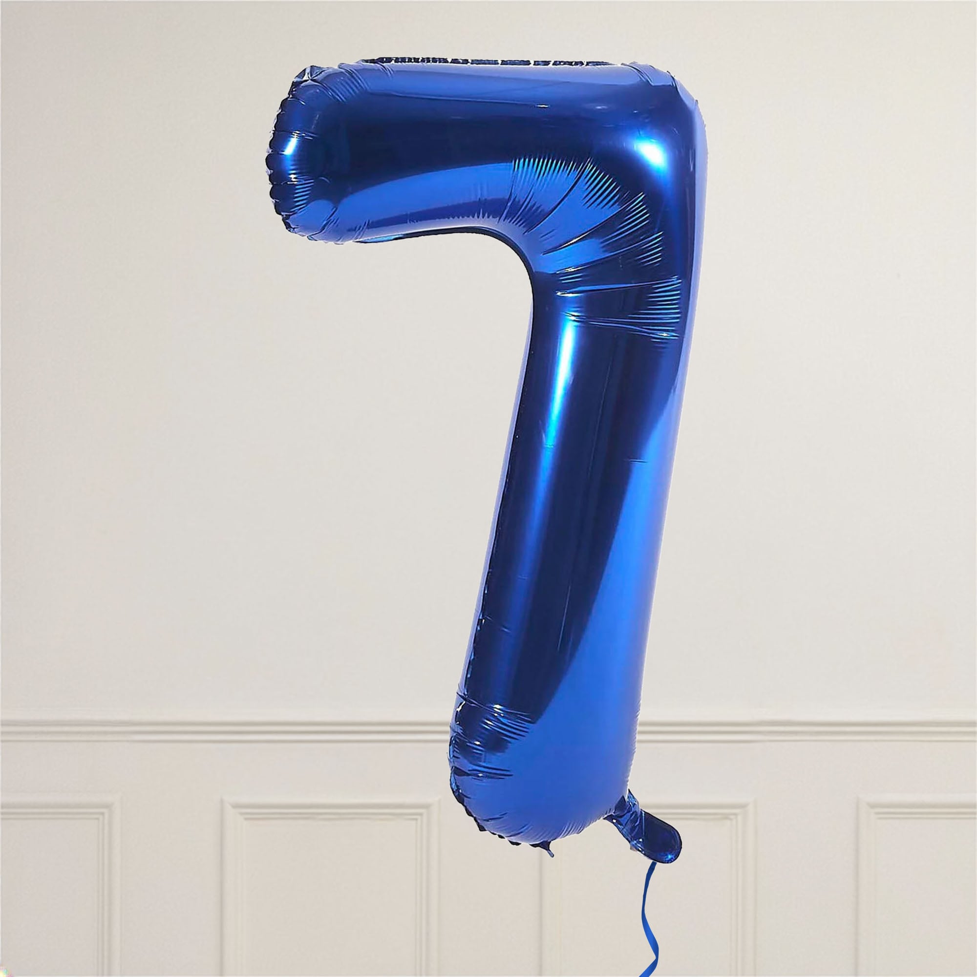 Blue Number 7 Giant Foil Helium Balloon INFLATED 