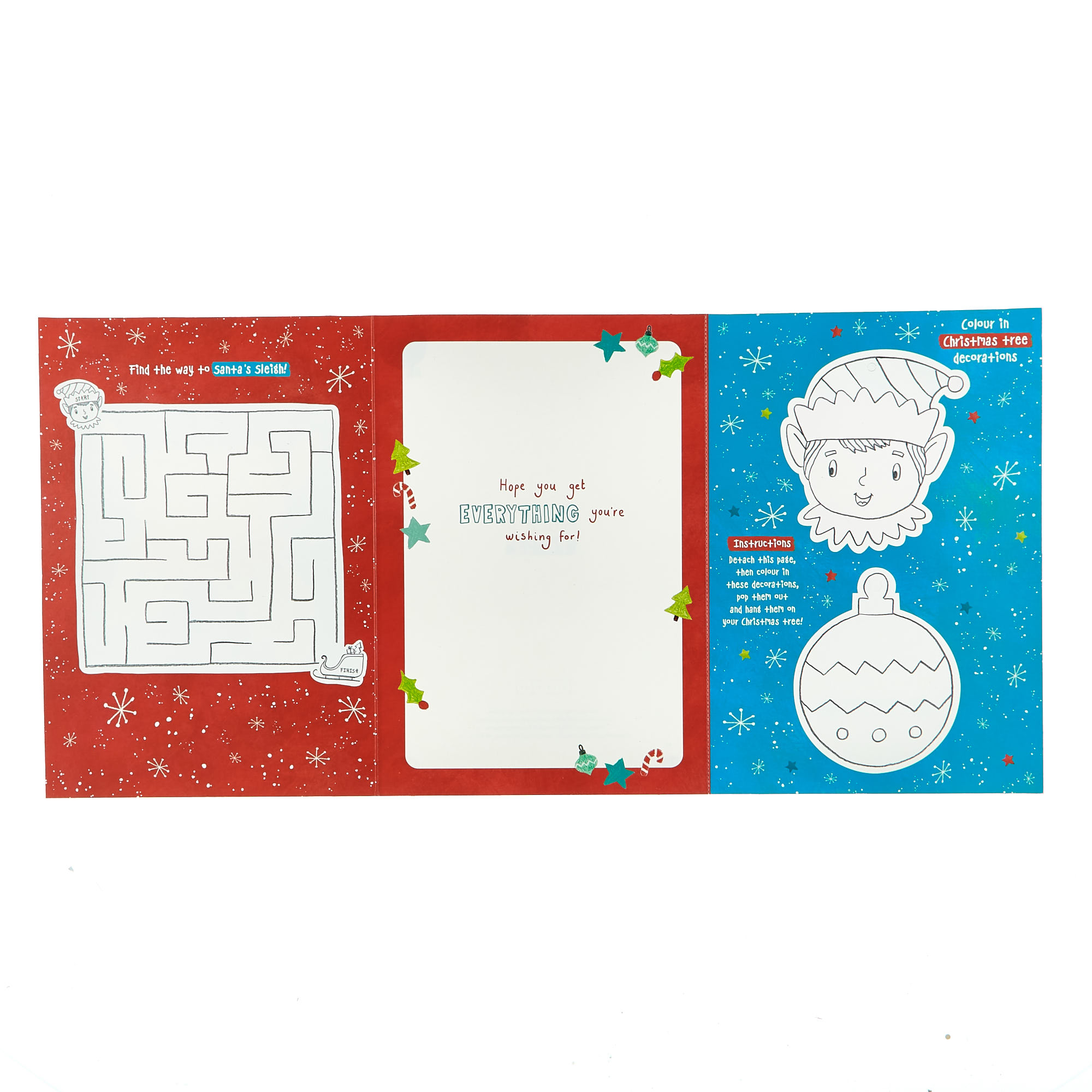 Christmas Card - Son, Cute Elf With Present Activity Card