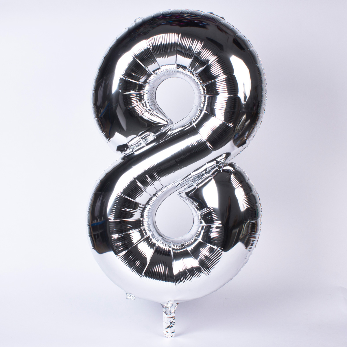 Silver Number 8 Giant Foil Helium Balloon INFLATED
