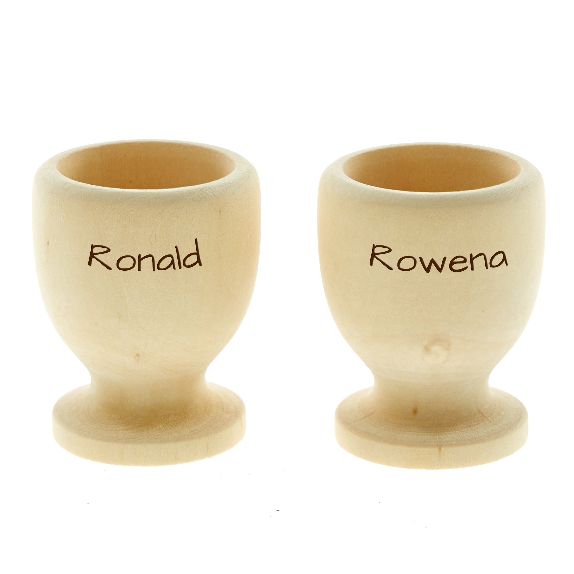 Personalised Engraved Set Of 2 Wooden Egg Cups - His & Hers